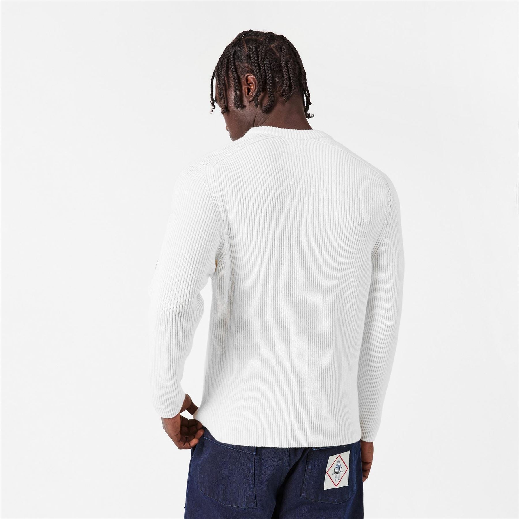 CP Company Rubber Badge Crew Neck Raglan Sleeve Sweater