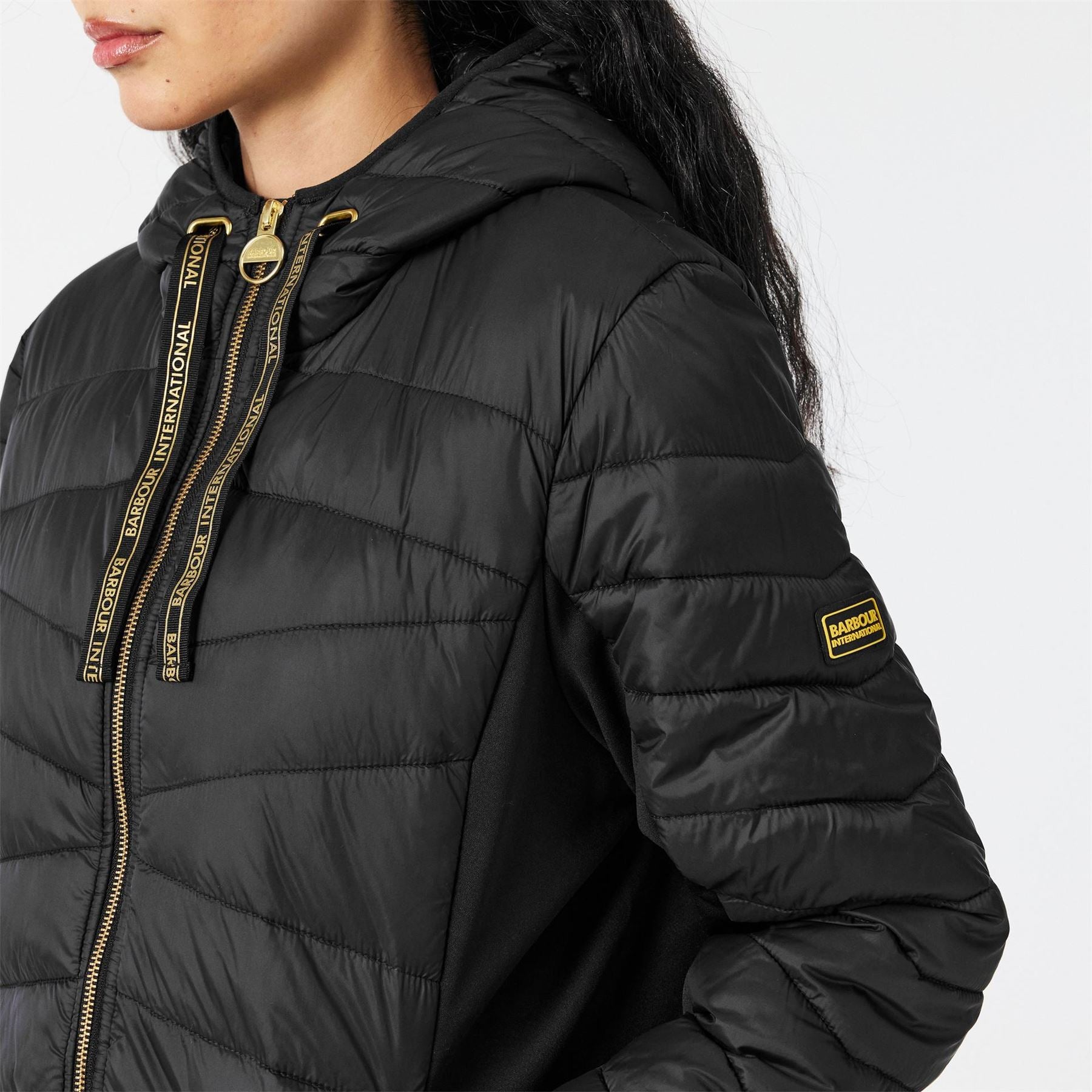 Barbour International Grid Lock Water Resistant Long Sleeve Short Puffer Jacket