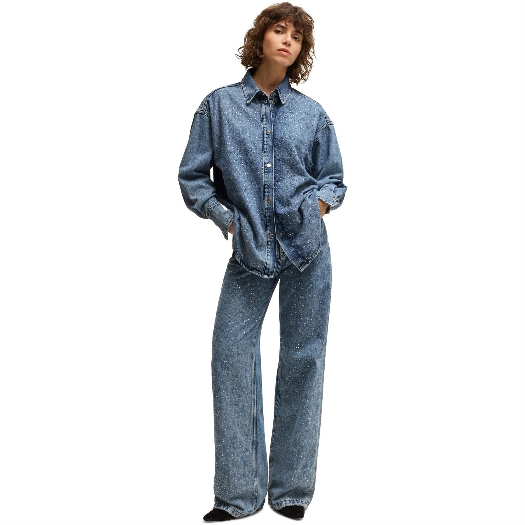 Boss Marlene Wide Leg Slim Fit Jeans