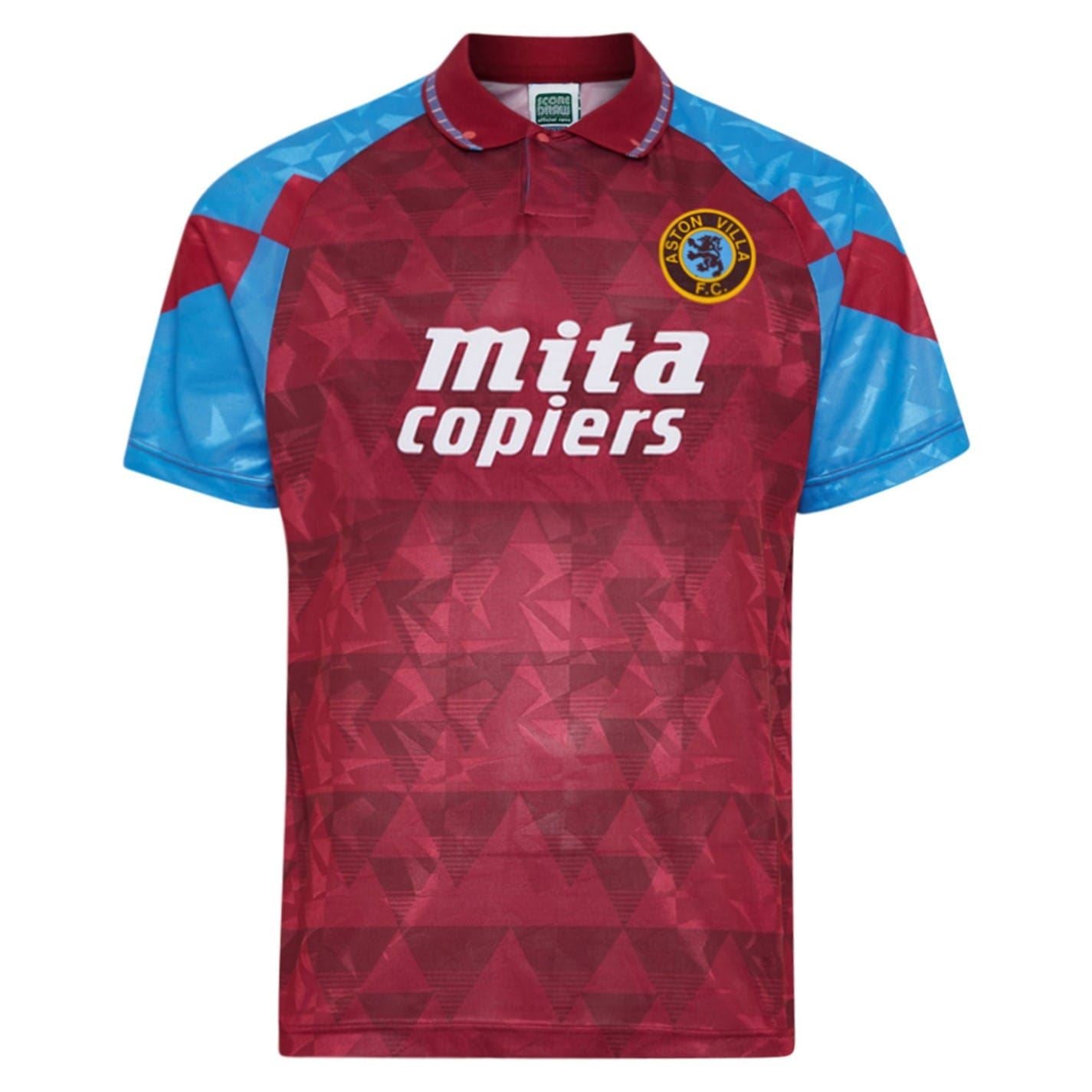 Score Draw Mens Aston Villa Retro Home Shirt 90