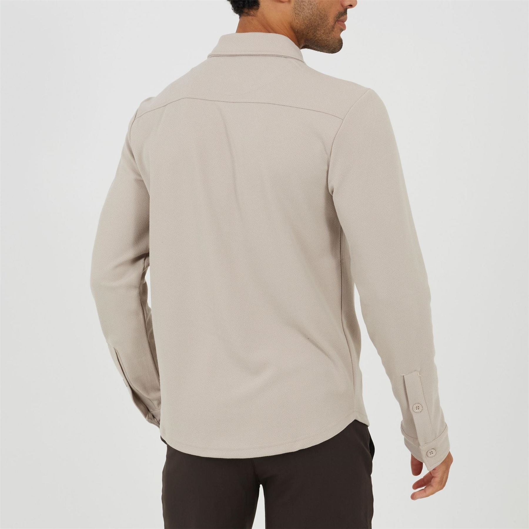 Brave Soul Mens Light Sand Fuve Button Long Sleeve Shirt