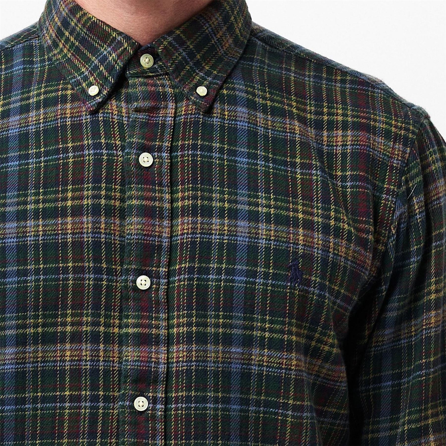 Polo Ralph Lauren Brushed Flannel Button Down Collar Long Sleeve Shirt