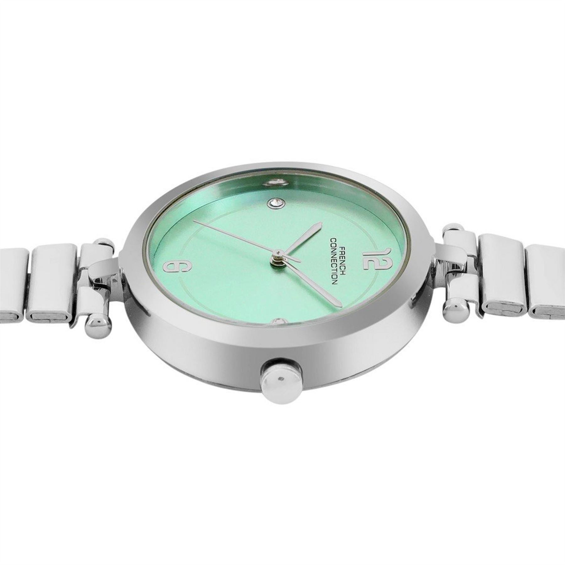 French Connection Connection Silver Case Round Shape Silver Strap Quartz Watch