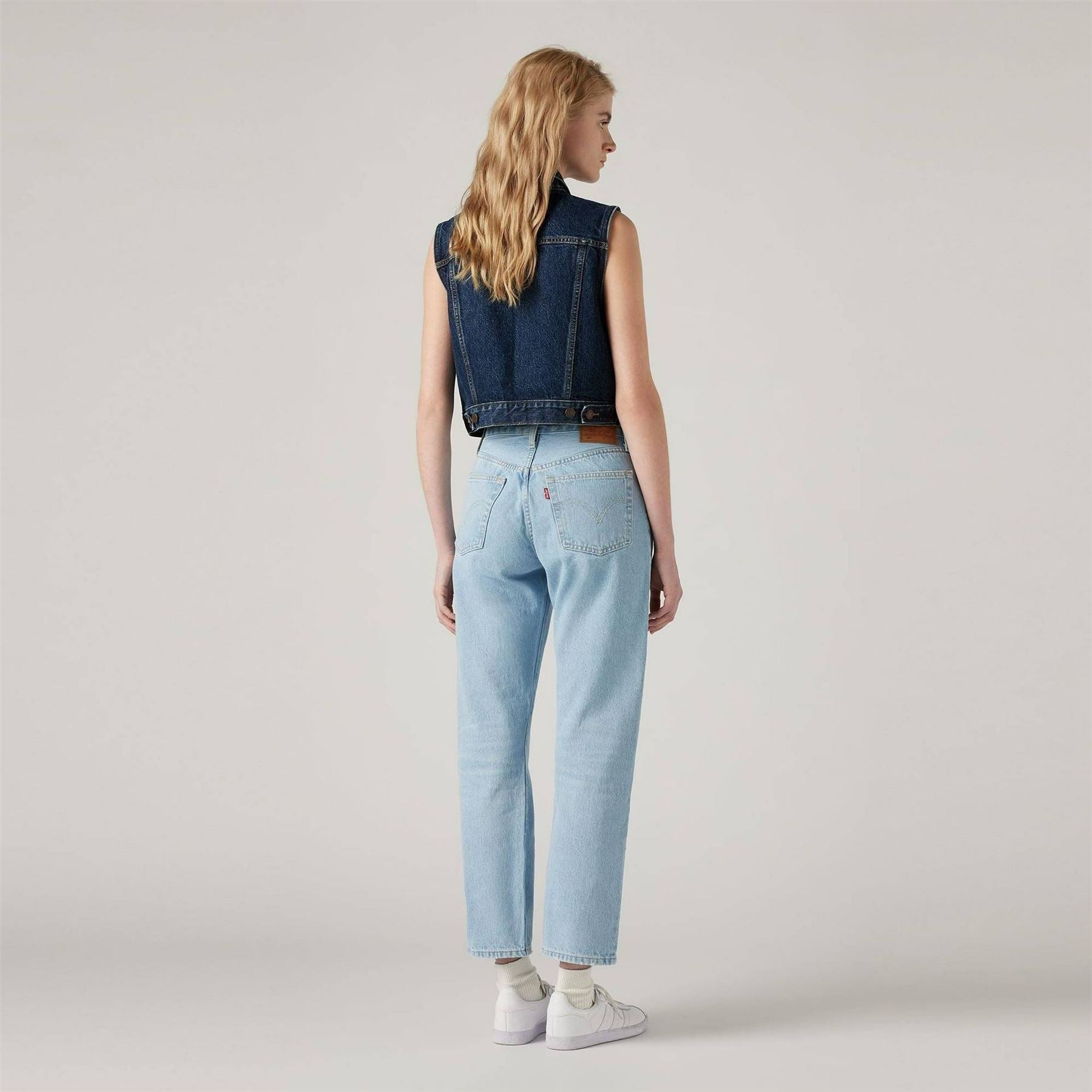 Levis 501 Cropped Mid Rise Cotton Straight Leg Jeans