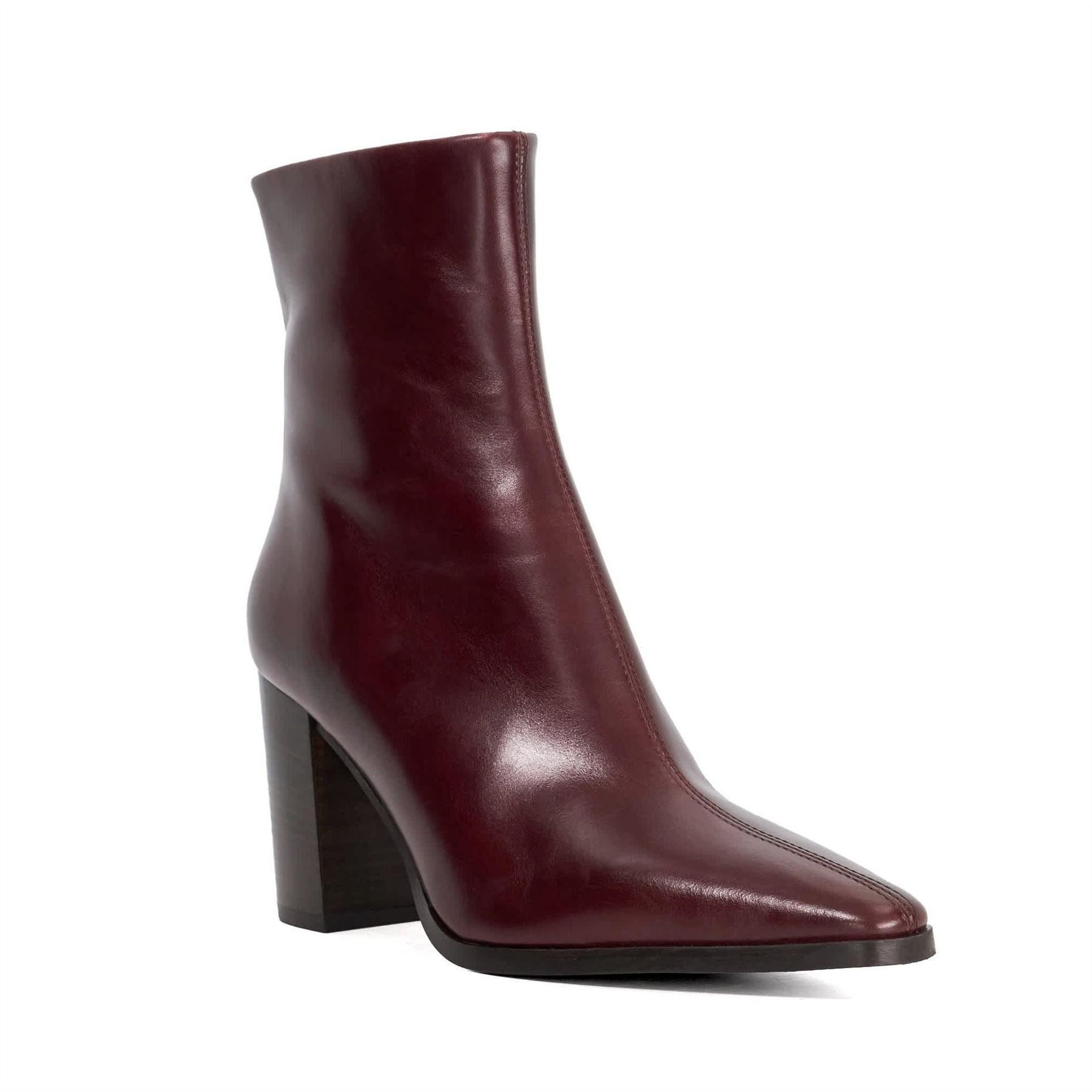 Dune London Patently High Heel Block Ankle Boots