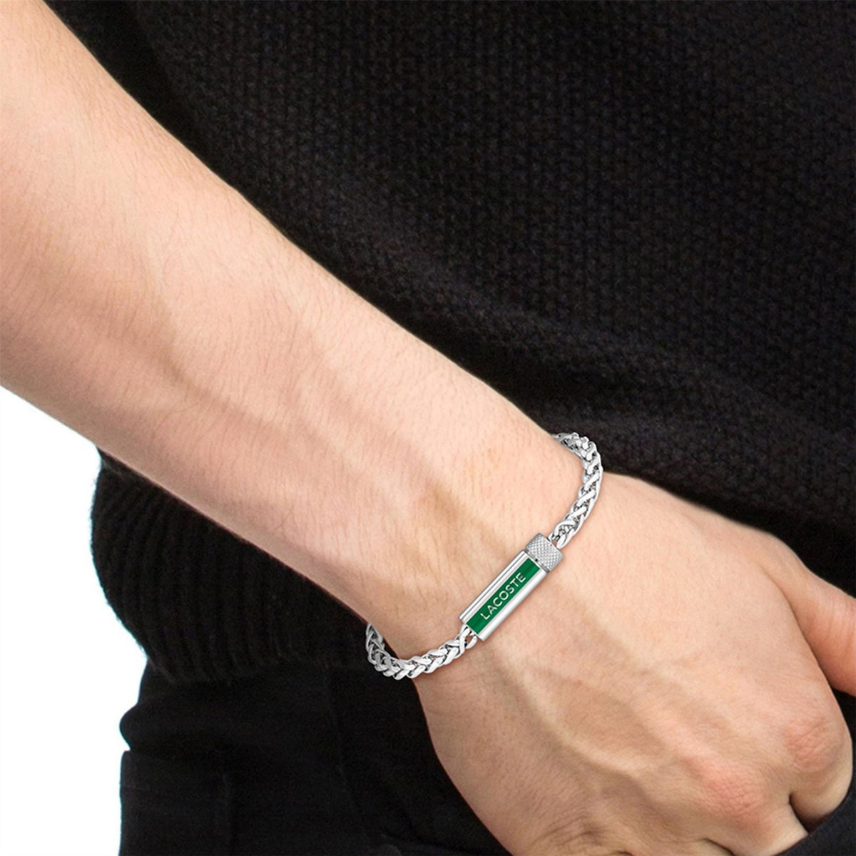 Lacoste Mens Spelt Stainless Steel Bracelet