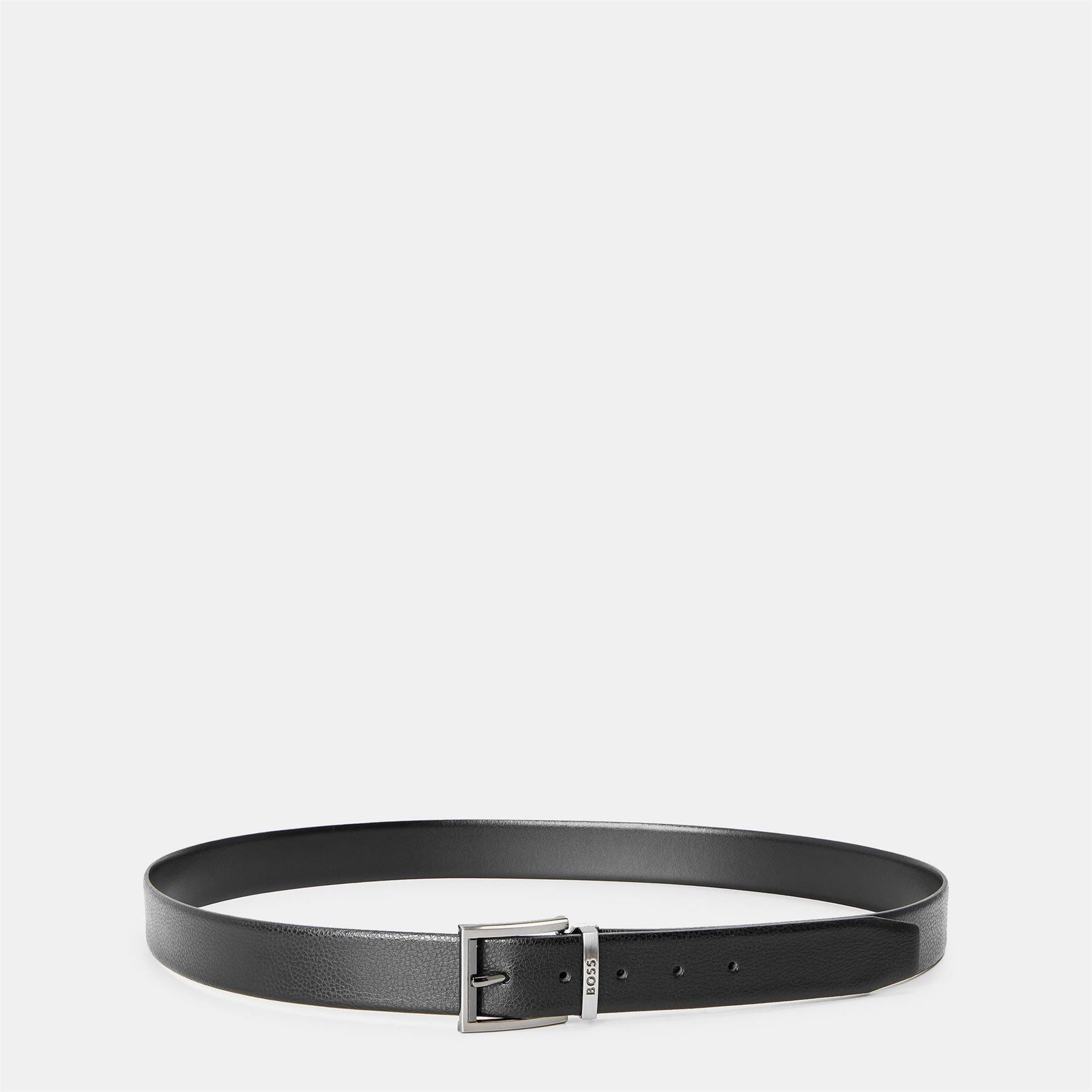 Boss Leather Pin Buckle Belt with Metal Logo