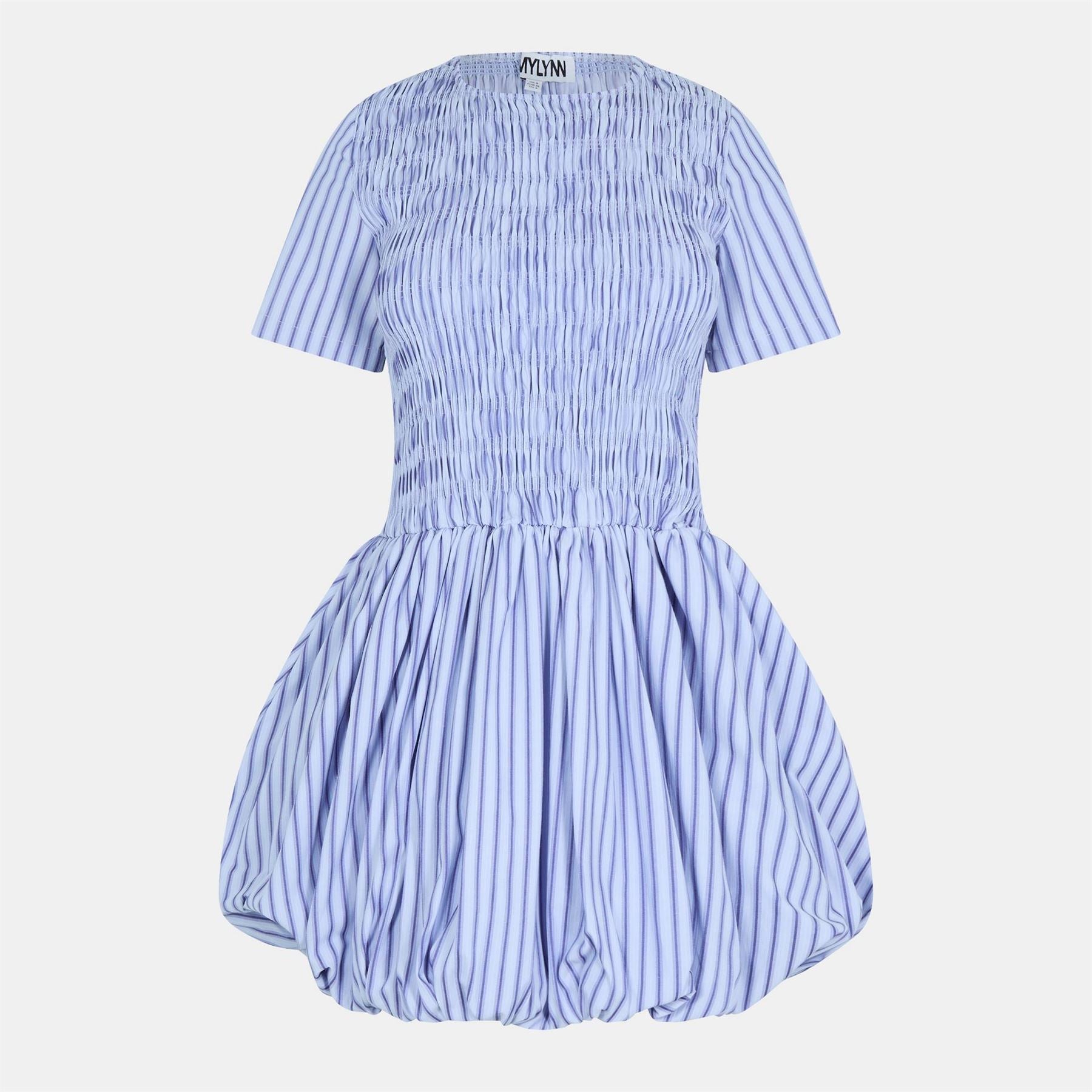 AmyLynn Puffball Crew Neck Mini Babydoll Dress