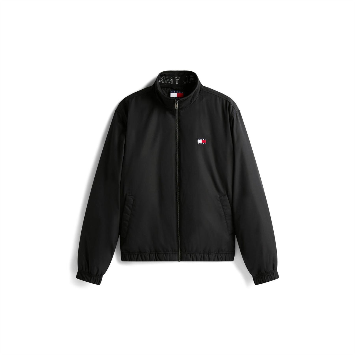 Tommy Jeans Solid Patterned Ribbed Cuff Mock Neck Harrington Jacket
