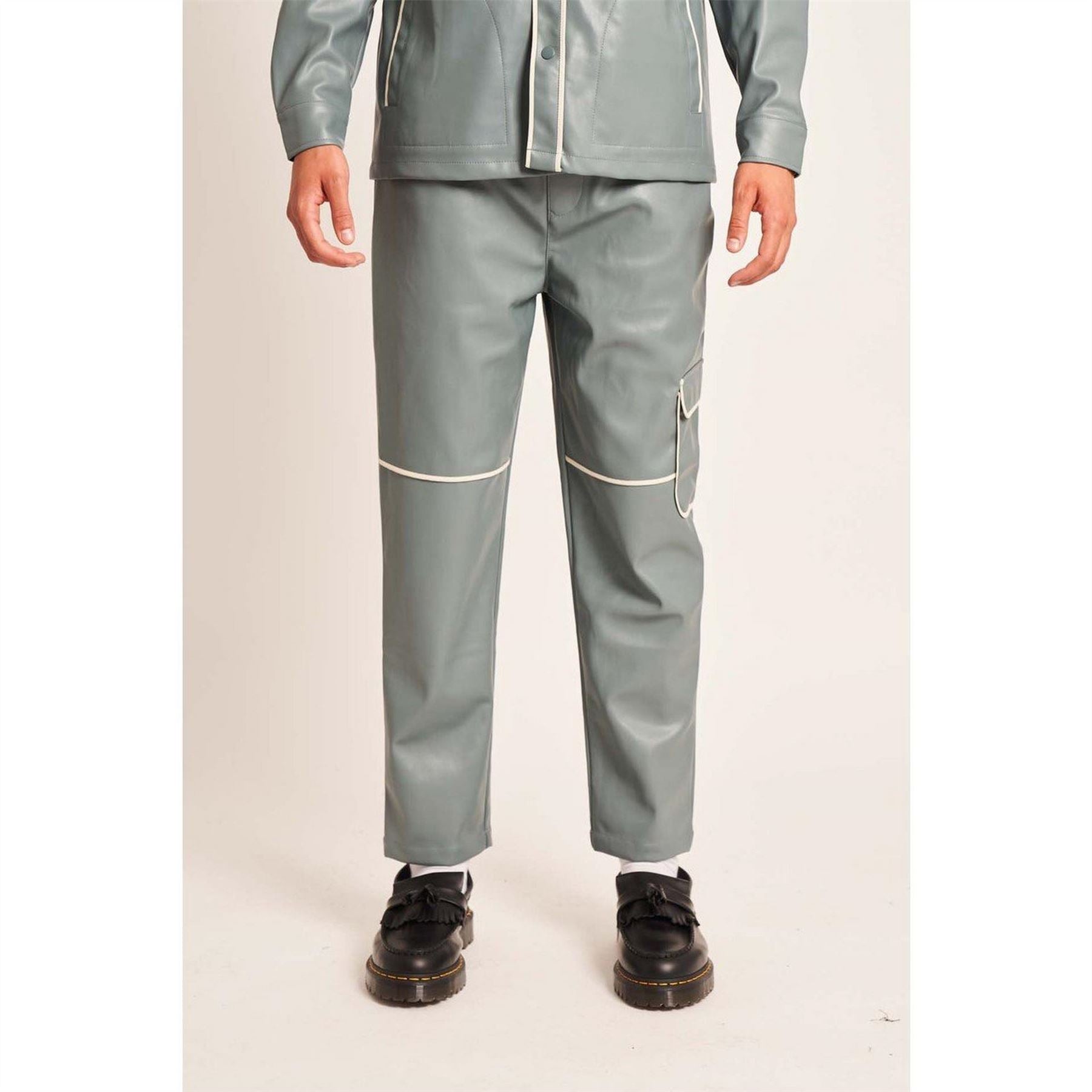 Native Youth Fx Leather Solid Patterned Straight Trousers