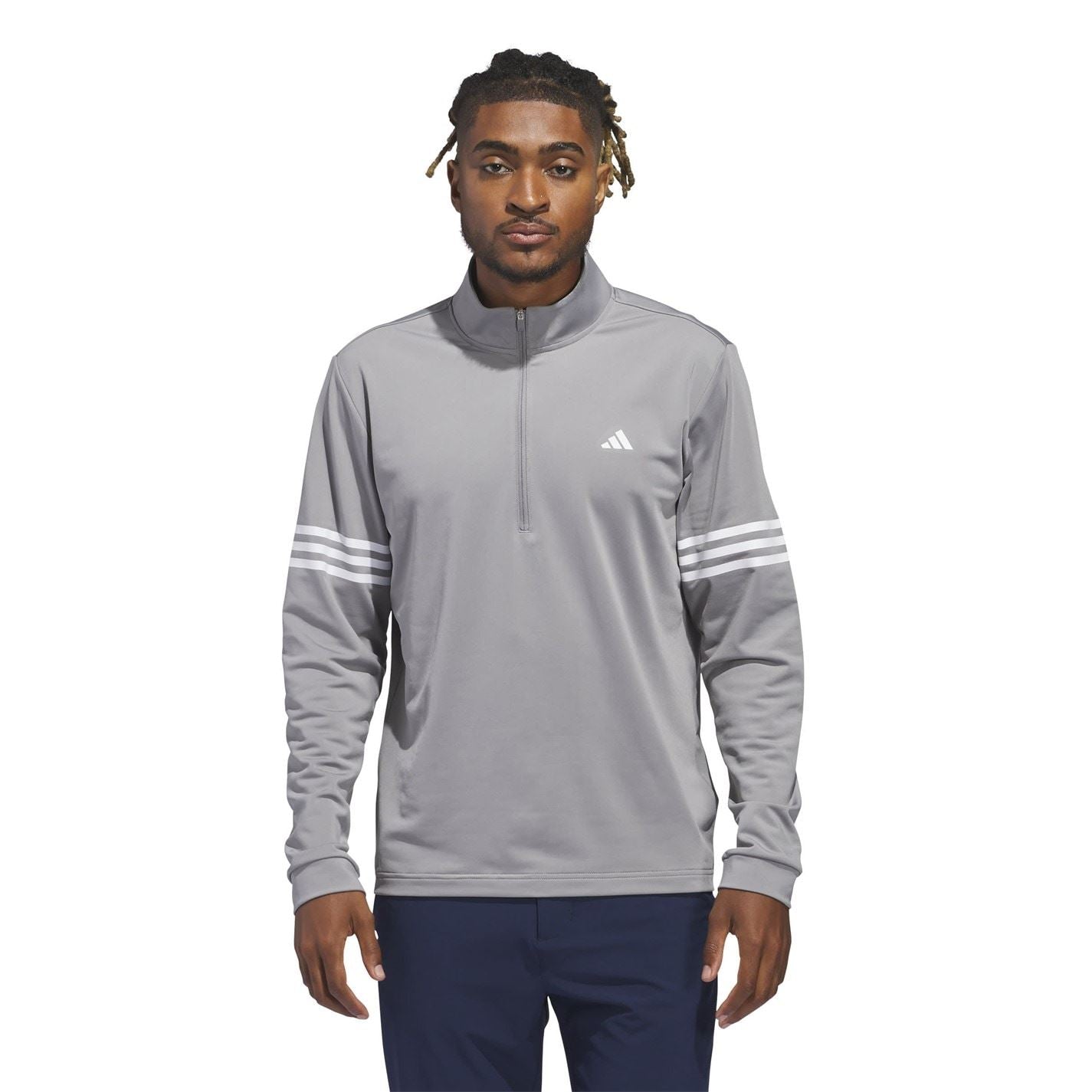 adidas Mens 3 Stripe Zip Top
