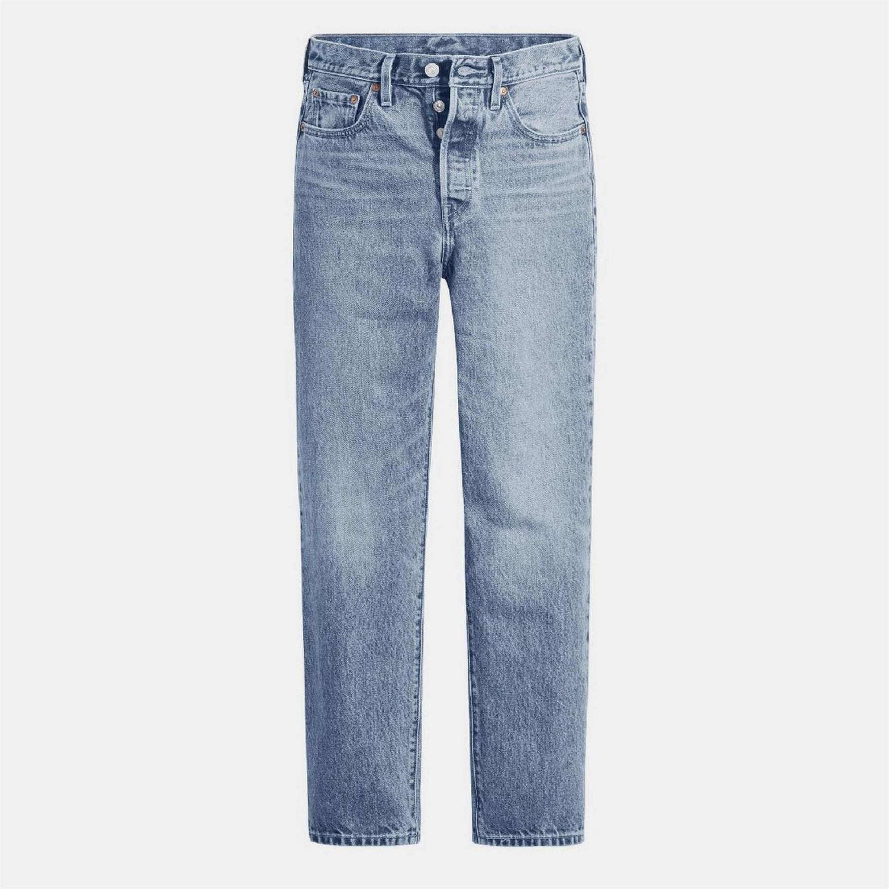 Levis 501 Cropped Mid Rise Cotton Straight Leg Jeans