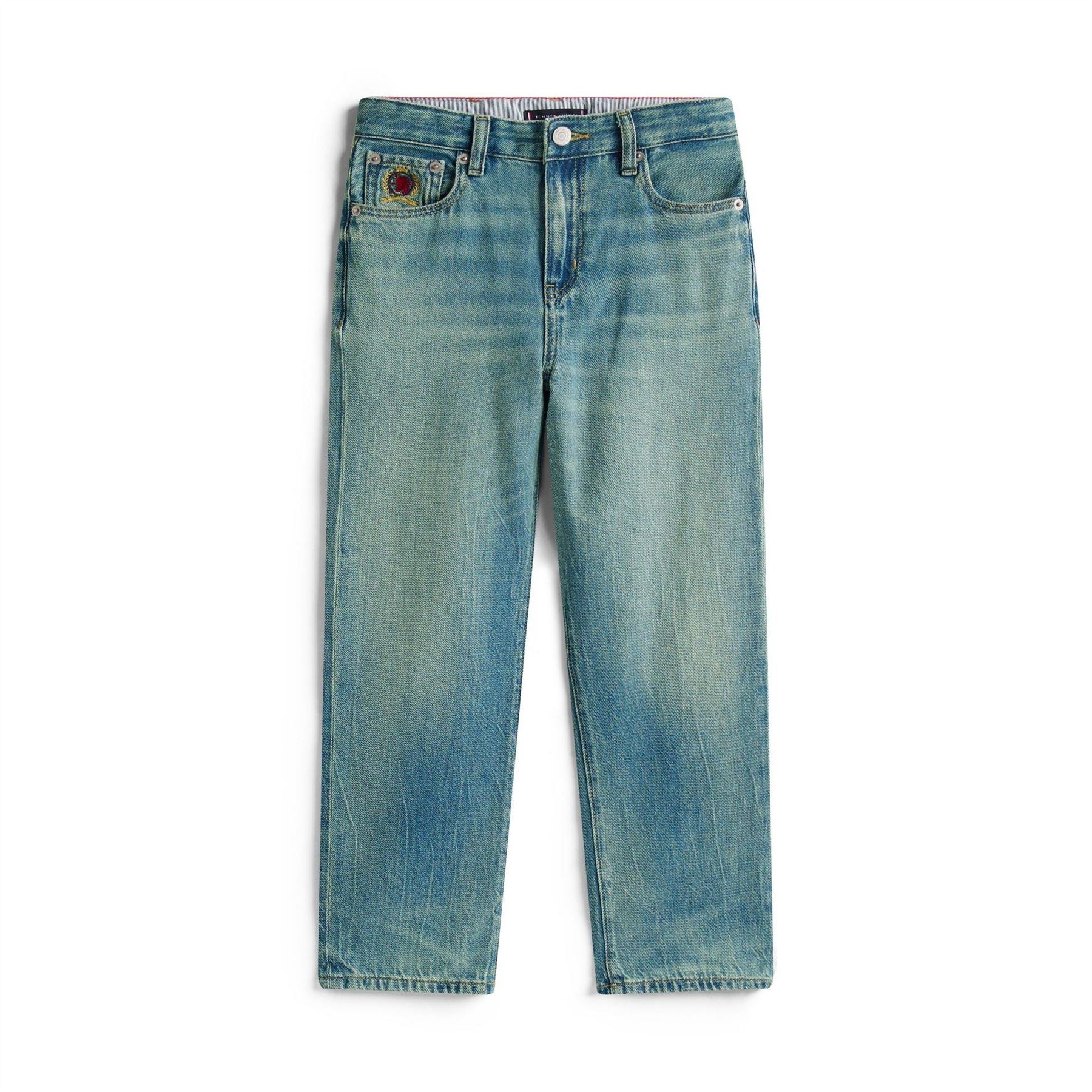 Tommy Hilfiger Durable Denim Adjustable Waist Straight Leg Jeans