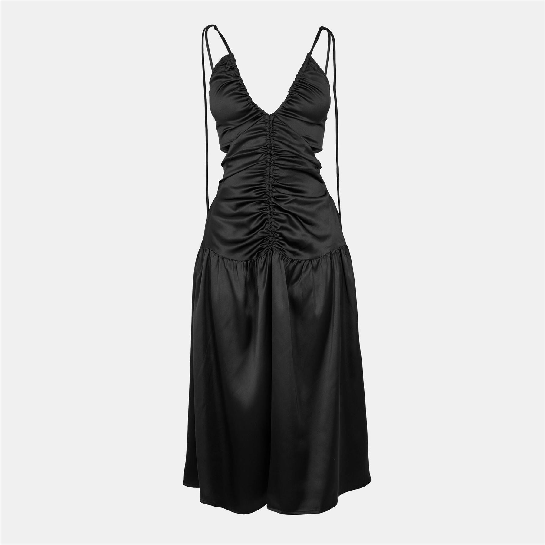 AmyLynn Cinched Tie V-Neck Midi Slip Dress