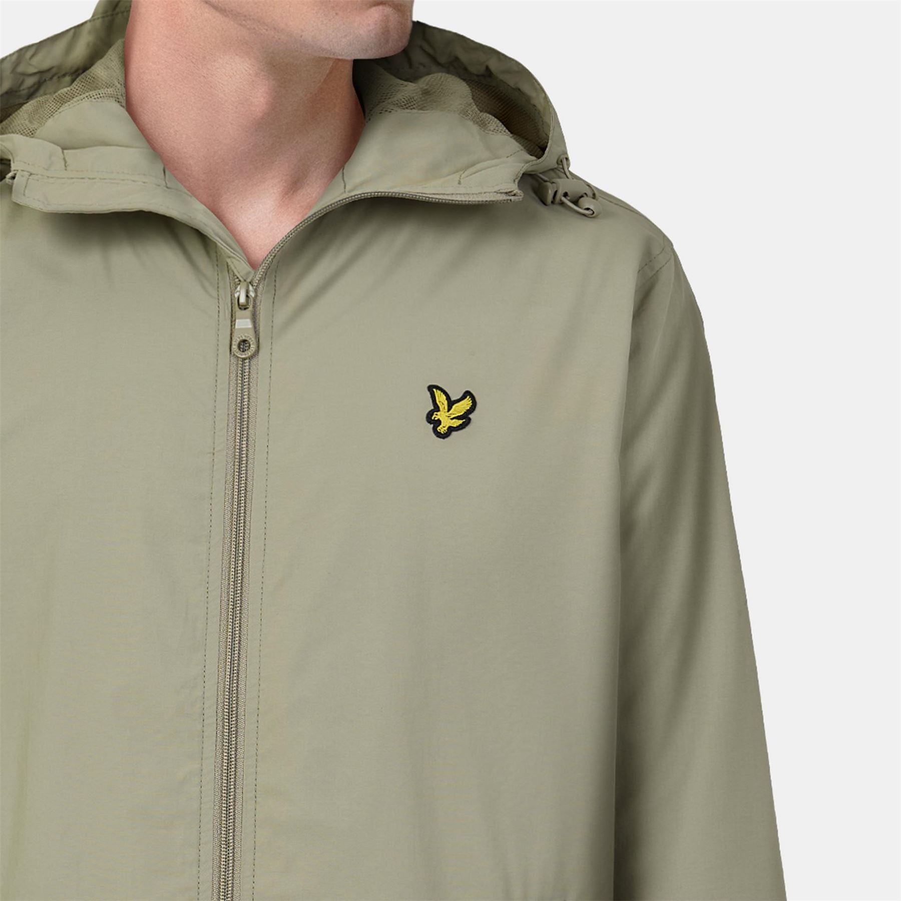 Lyle and Scott Zip Through Cotton Wind Resistant Long Sleeve Hooded Rain Anorak