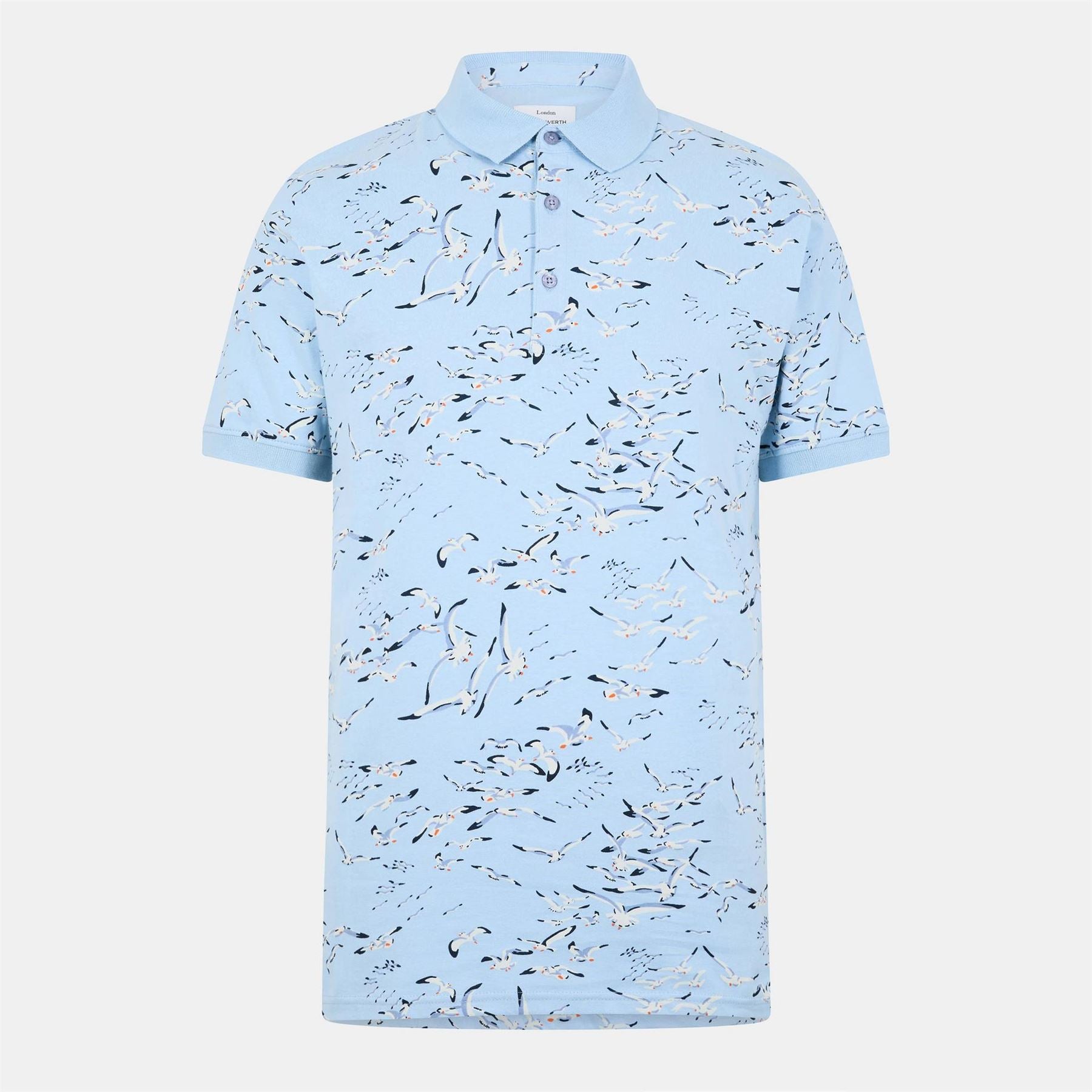 Peter Werth Aquatic Print Collared Short Sleeve Polo Shirt