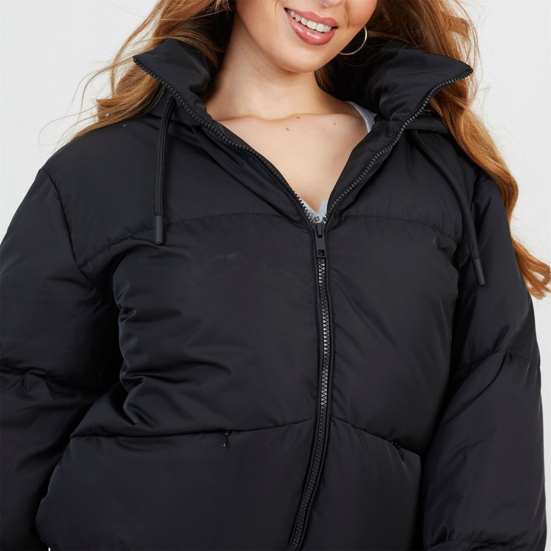 Brave Soul Womens Oversized Hooded Puffer Jacket With Pockets