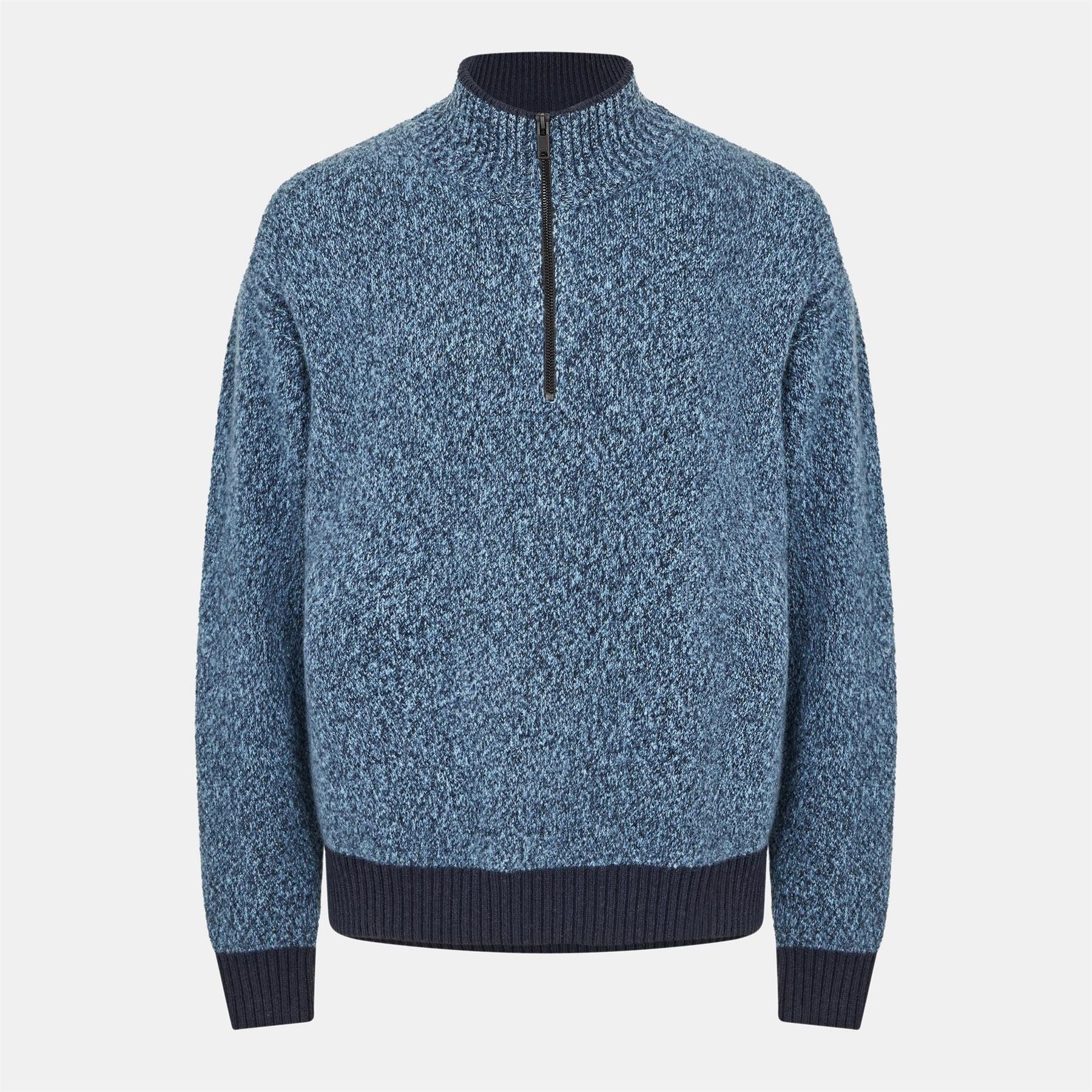 Boss Zip Neck Funnel Neck Long Sleeve Sweater