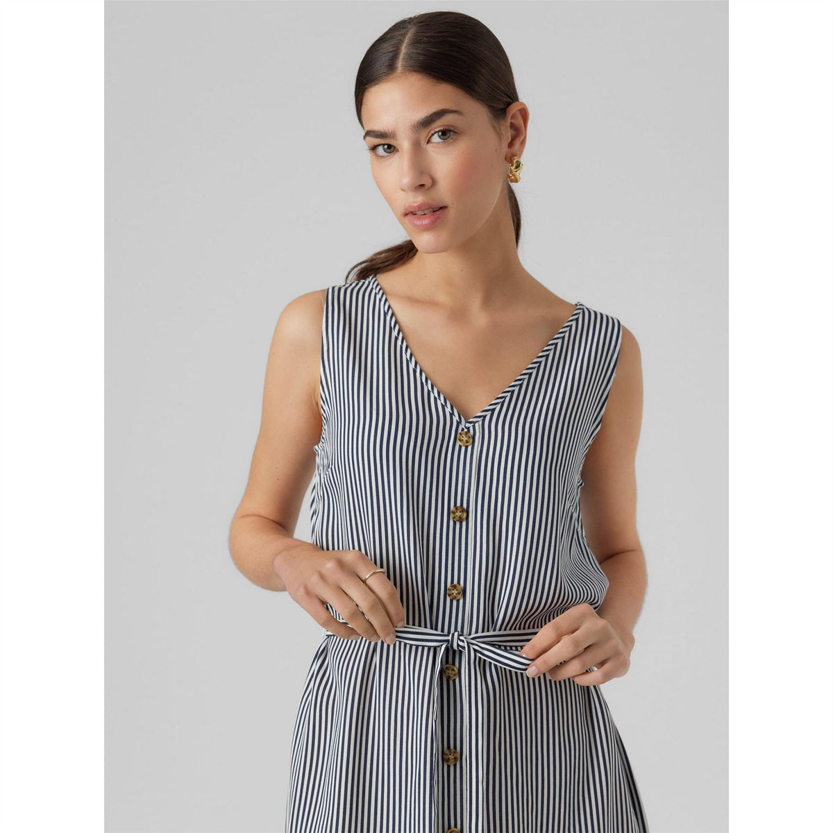 Vero Moda Stripped V-Neck Mini A-Line Dress
