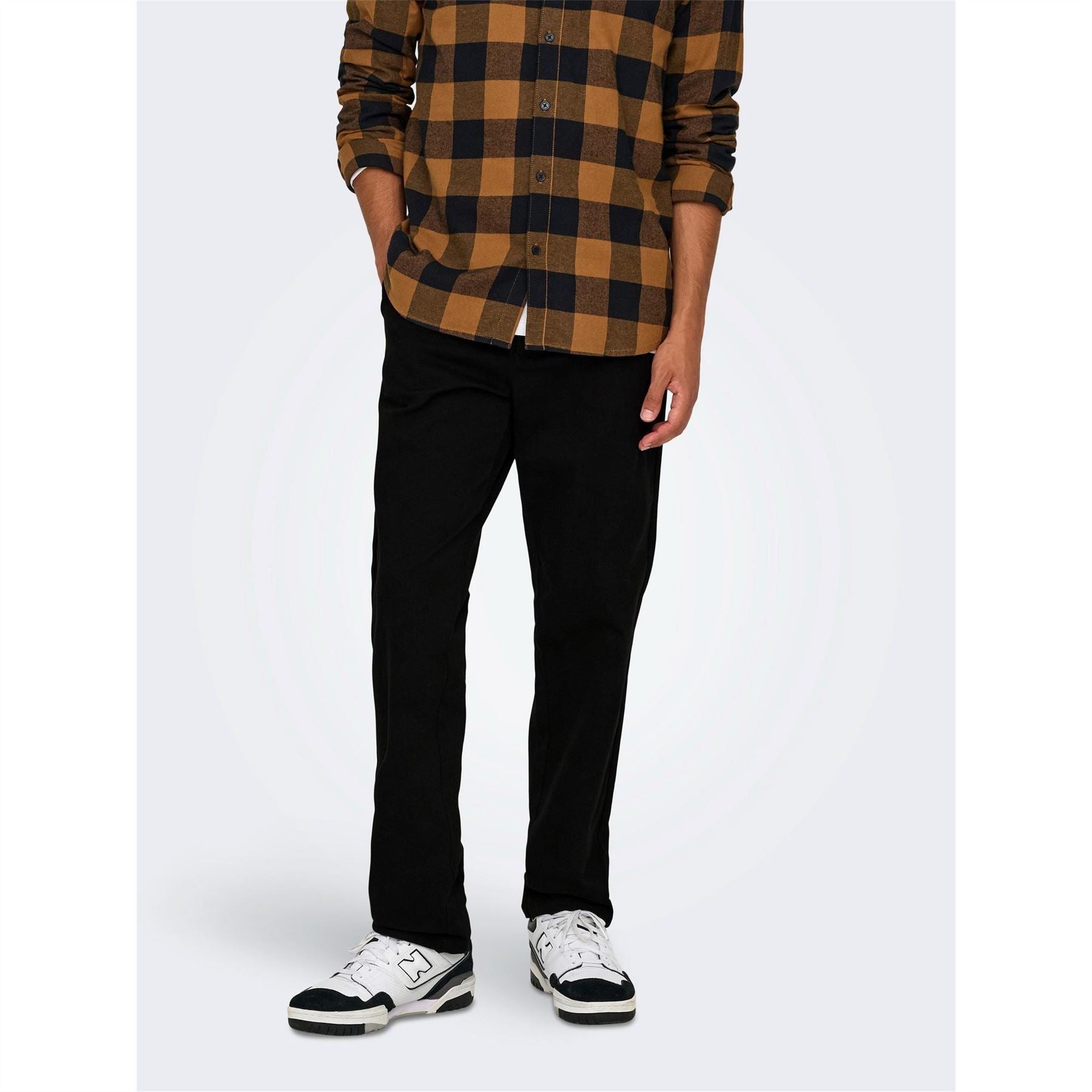 Only Solid Patterned Straight Leg Trousers