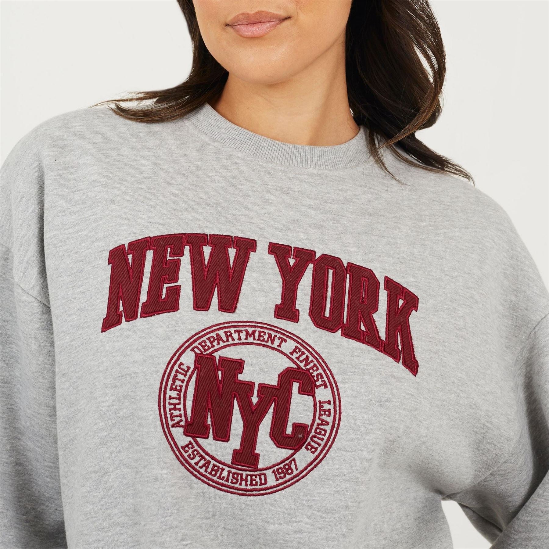 Brave Soul Womens Crew Neck Sweatshirt With New York Embroidery.