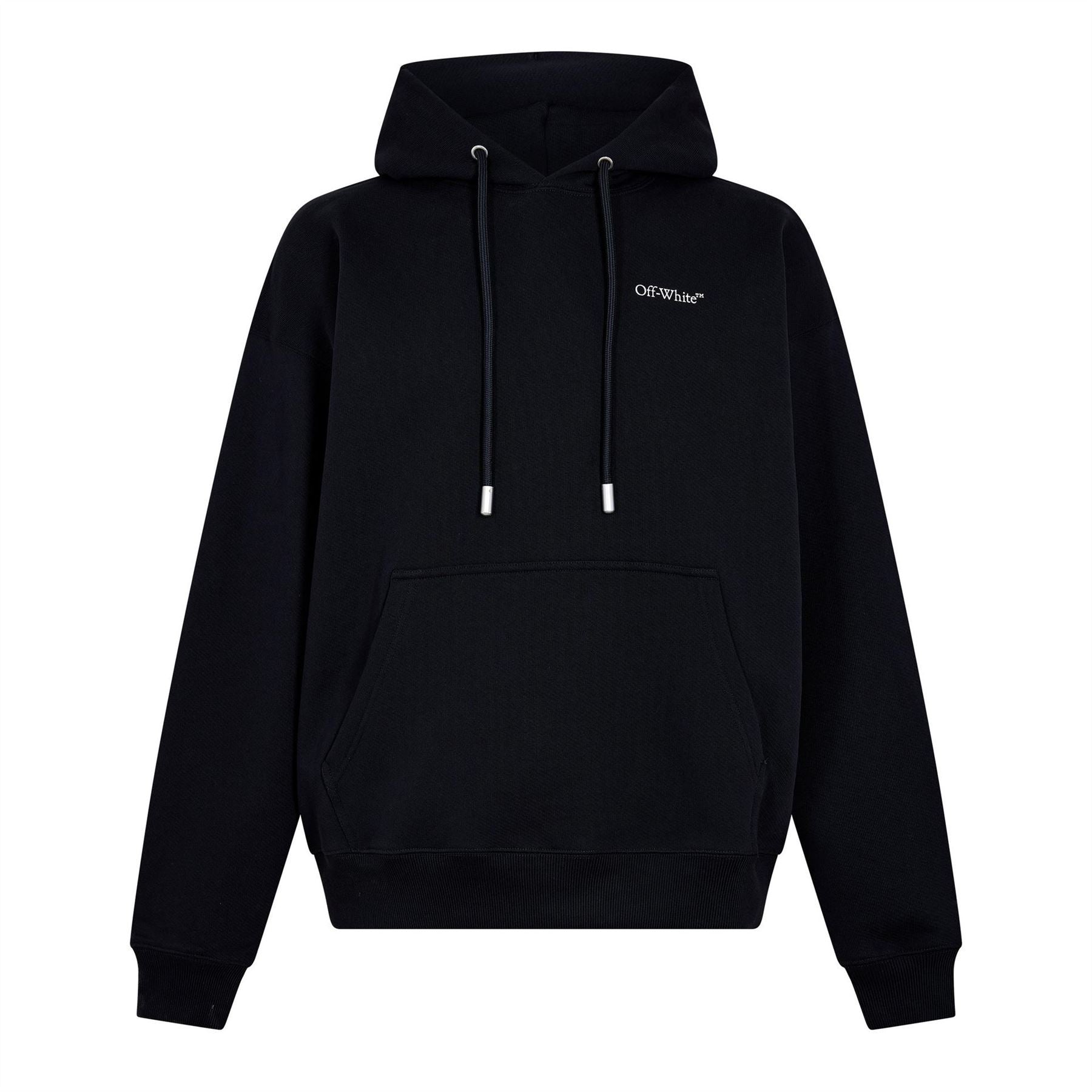 Off White Embroidered Hooded Neck Long Sleeve Sweatshirt