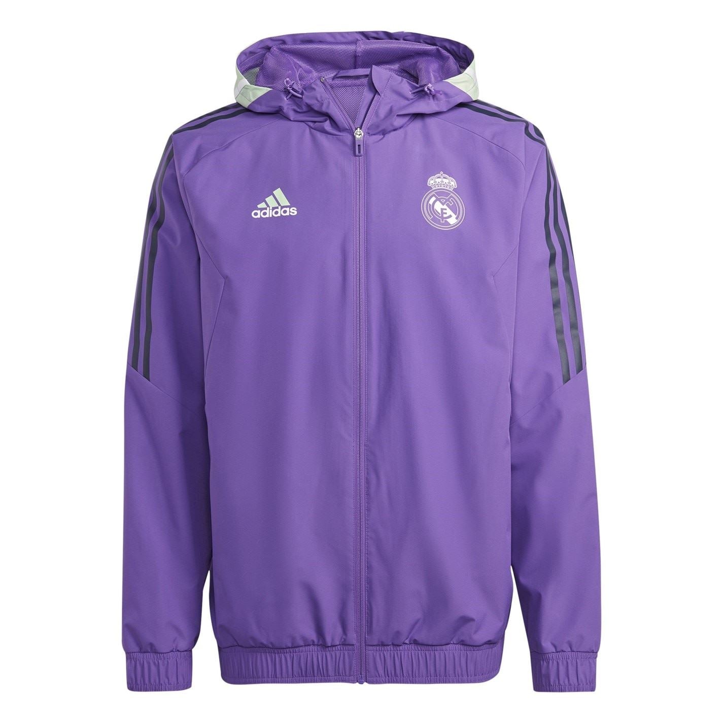adidas Real Hooded Windbreaker with Side Stripes