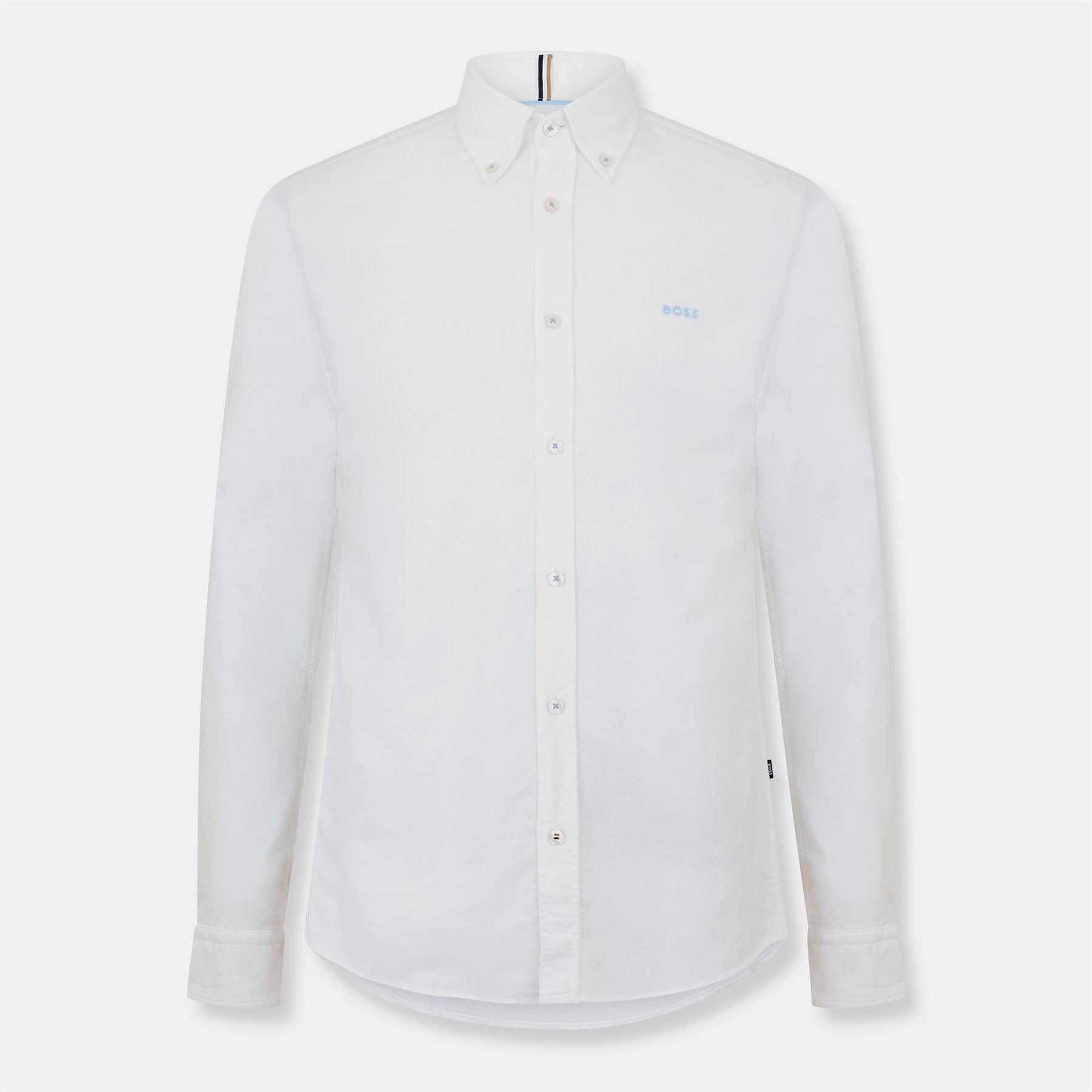 Boss Embroidered Collared Neck Button Down Long Sleeve Shirt