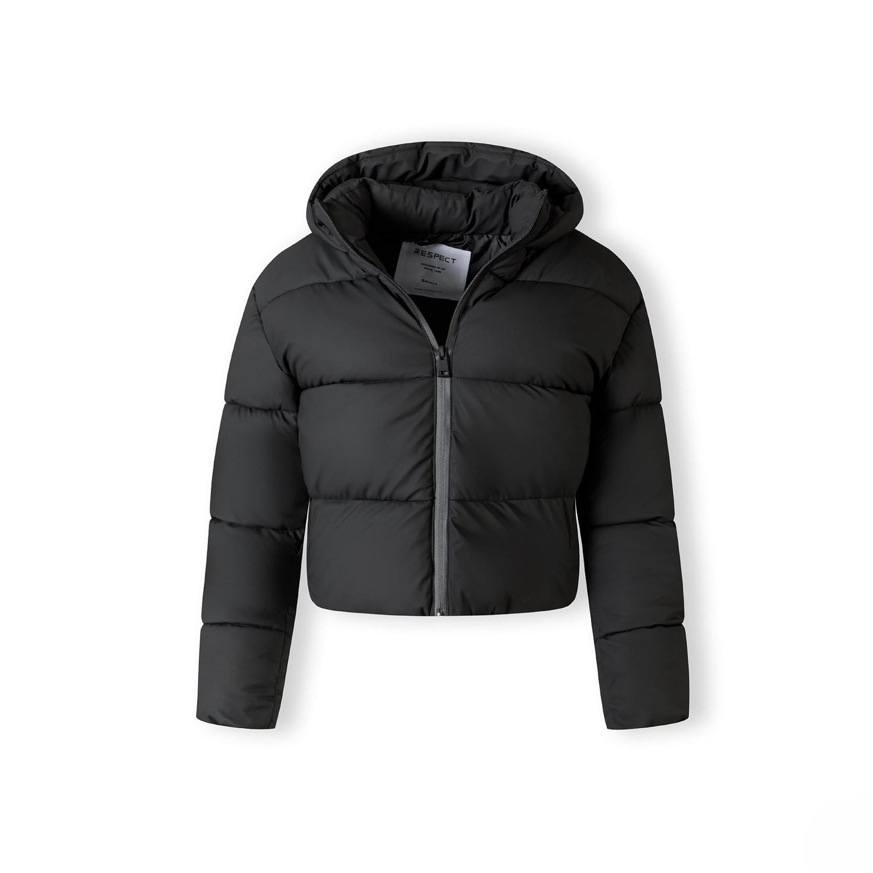 Minoti Women Short Water Repellent Quilted Jacket With Hood And High Collar Black