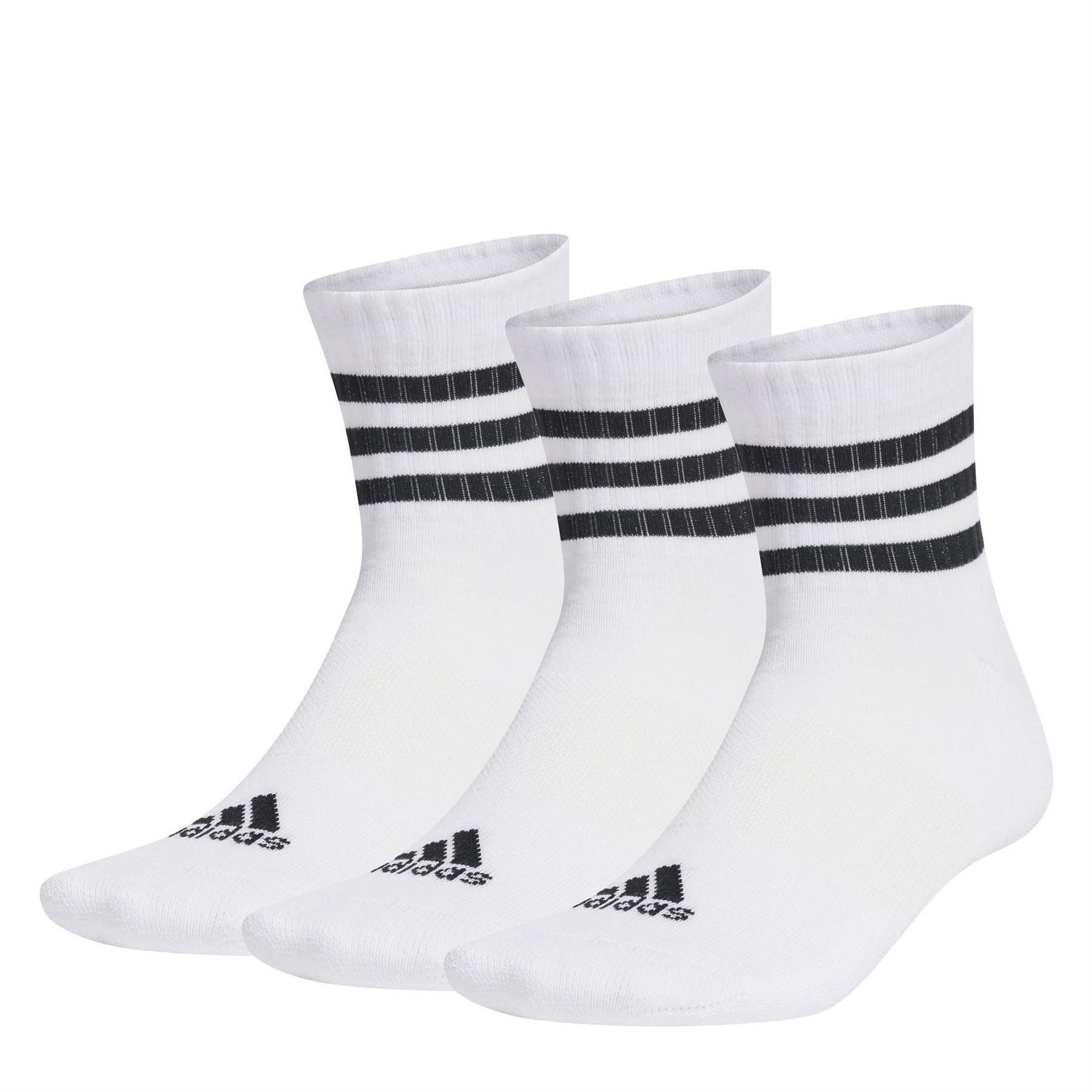 adidas Womens 3 Stripes Cushioned Sportswear Socks 3 Pairs