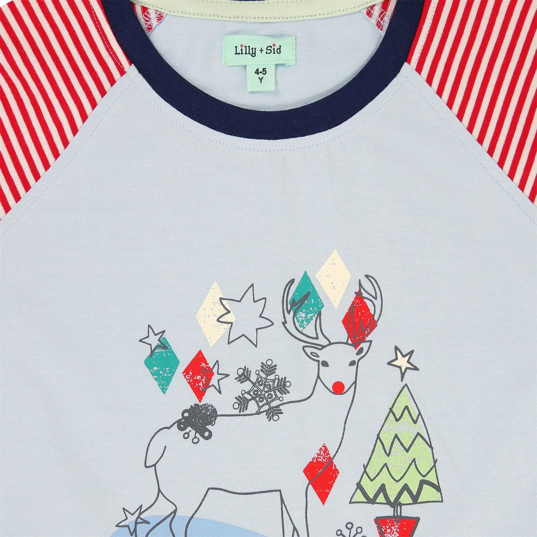 Lilly and Sid Raglan Sleeve Reindeer Graphic T-Shirt