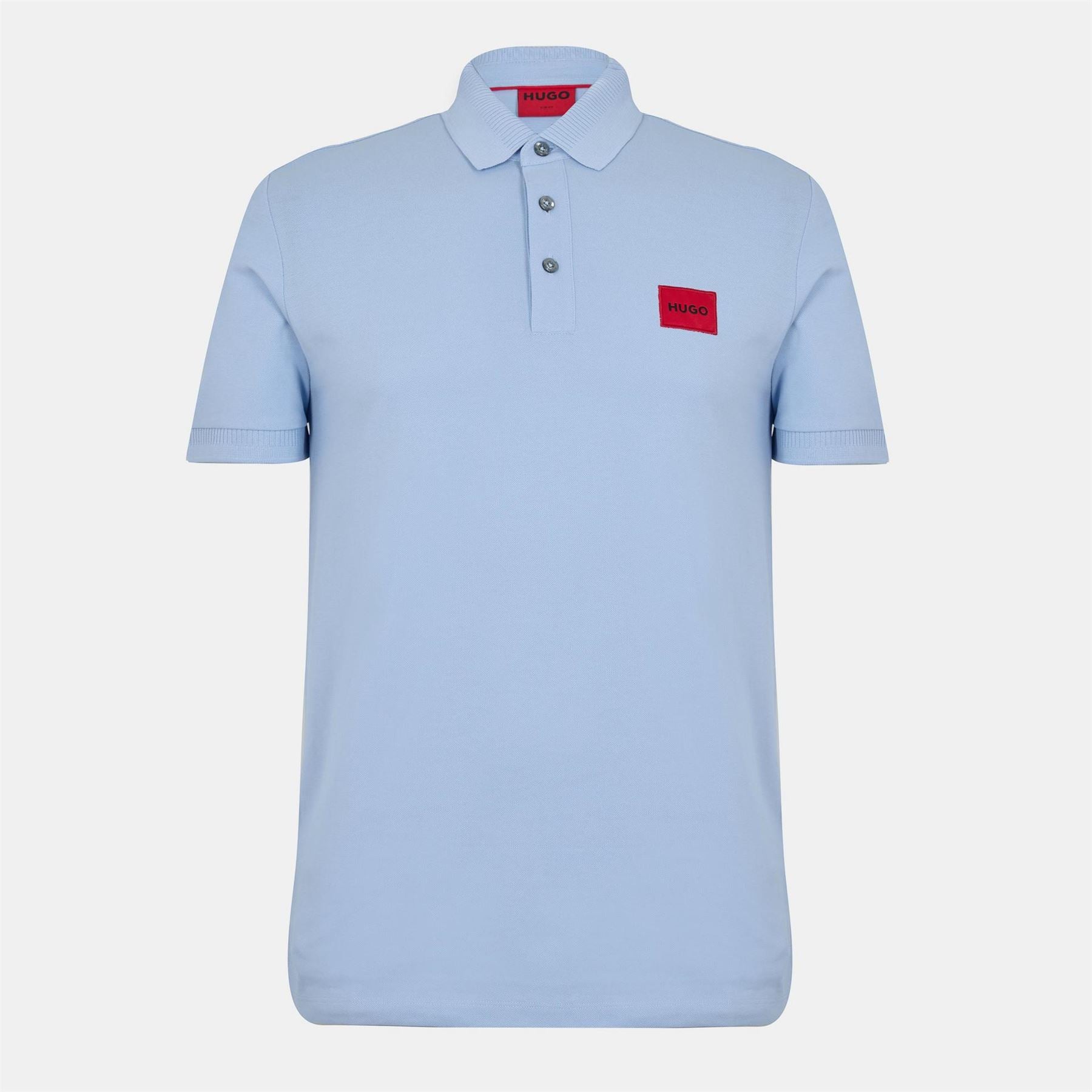 Hugo HUGO Deruso Short Sleeve Polo Shirt with Logo Detail and Ribbed Collar   Premium Cotton