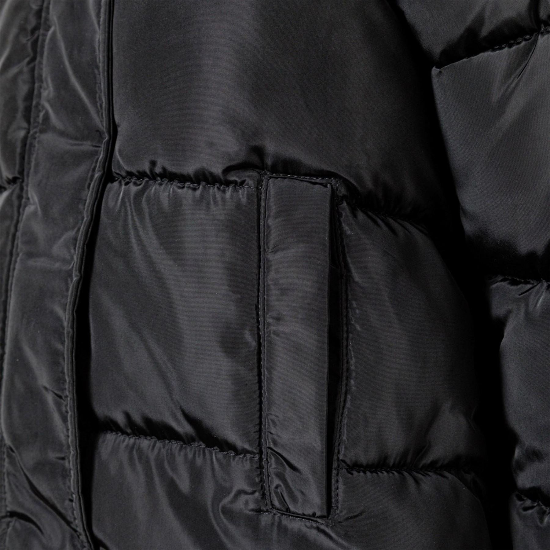 Minoti Girls Long Winter Quilted Coat With Hood And Side Slits Black