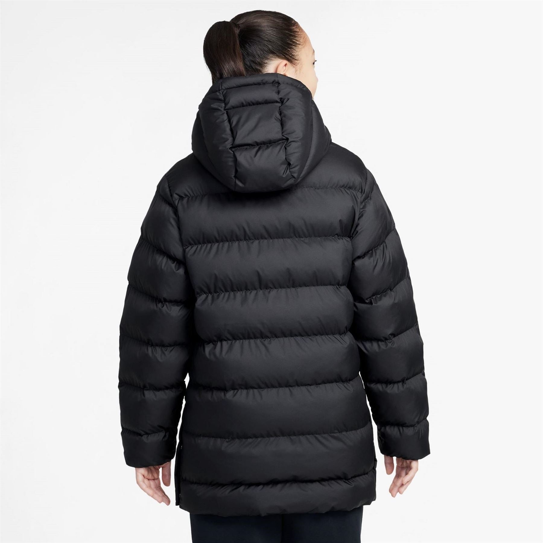 Nike Solid Patterned Hooded Zipped Pocket Puffer Jacket