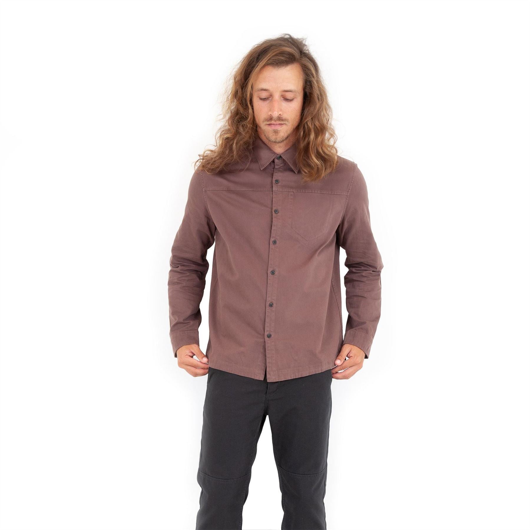 Roamers and Seekers Collared Neck Long Sleeve Shirt with Chest Pocket