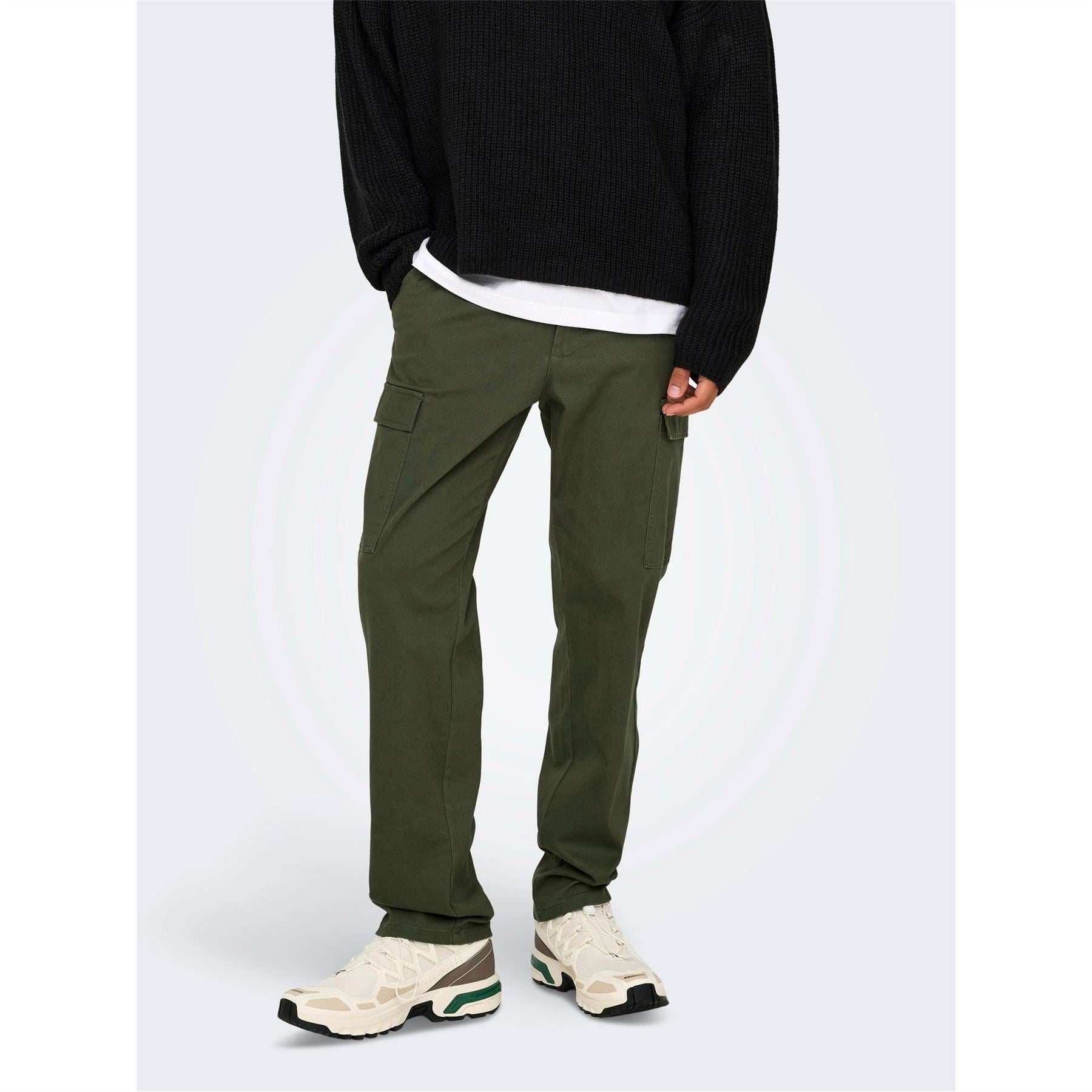 Only Solid Patterned Straight Cargo Pants