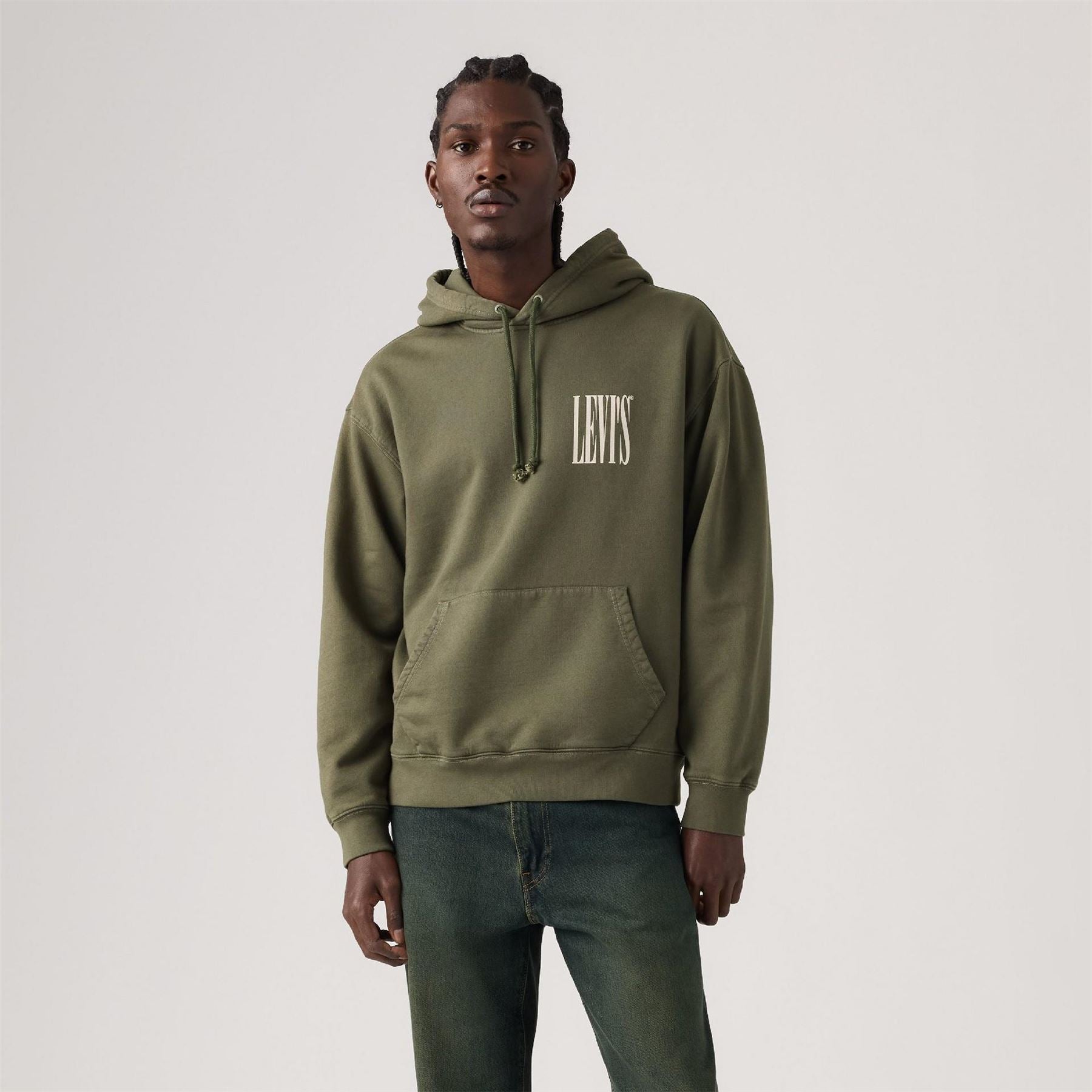 Levis Relaxed Fit Hooded Neck Text Graphic Sweatshirt