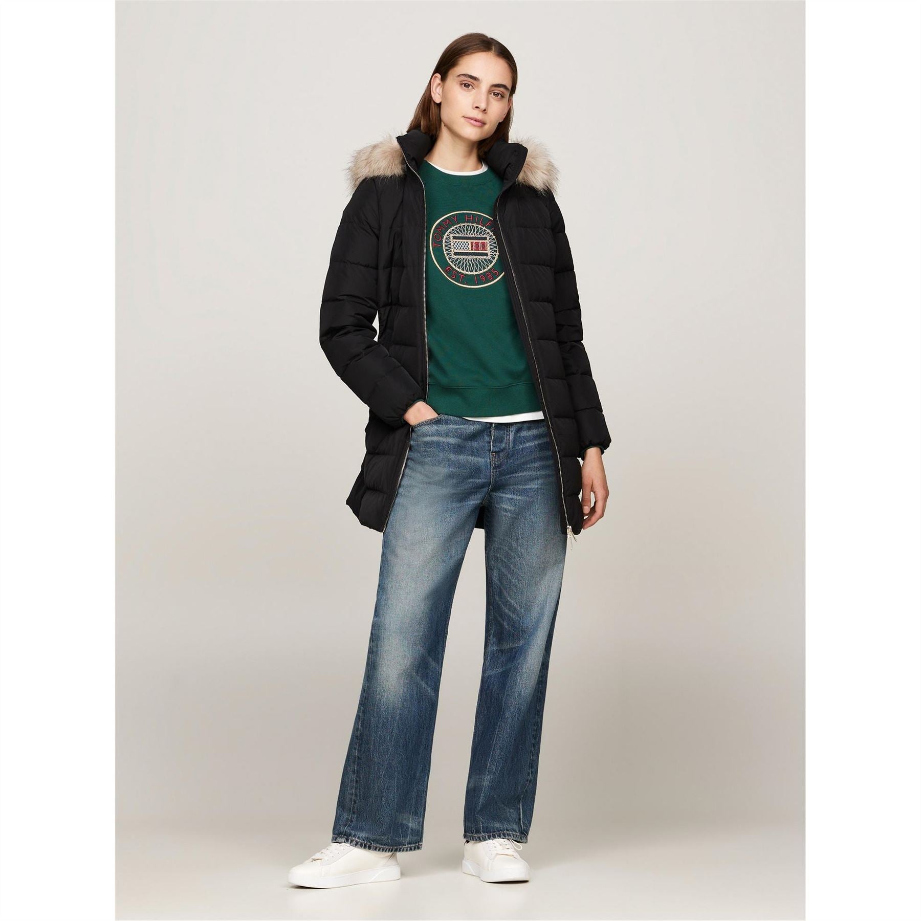 Tommy Hilfiger Tyra Water Resistant Duck Down Thigh Length Short Puffer Jacket