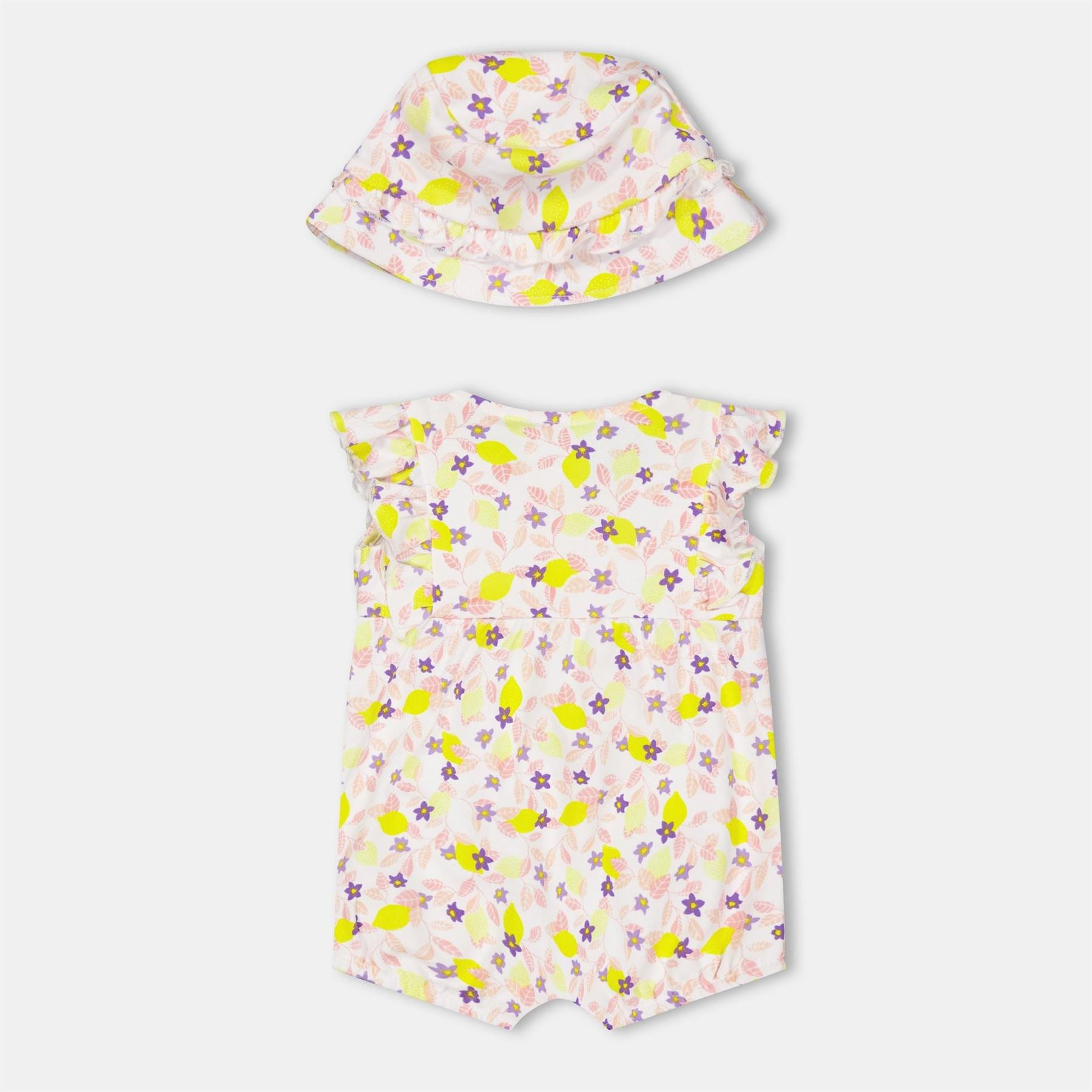 Carrement Beau Crew Neck Floral Patterned Sleeveless Playsuit with Hat