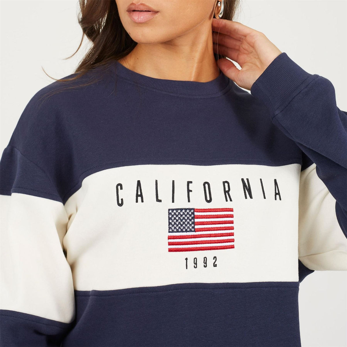 Brave Soul Soul Ladies Crew Neck Sweatshirt With California Embroidery