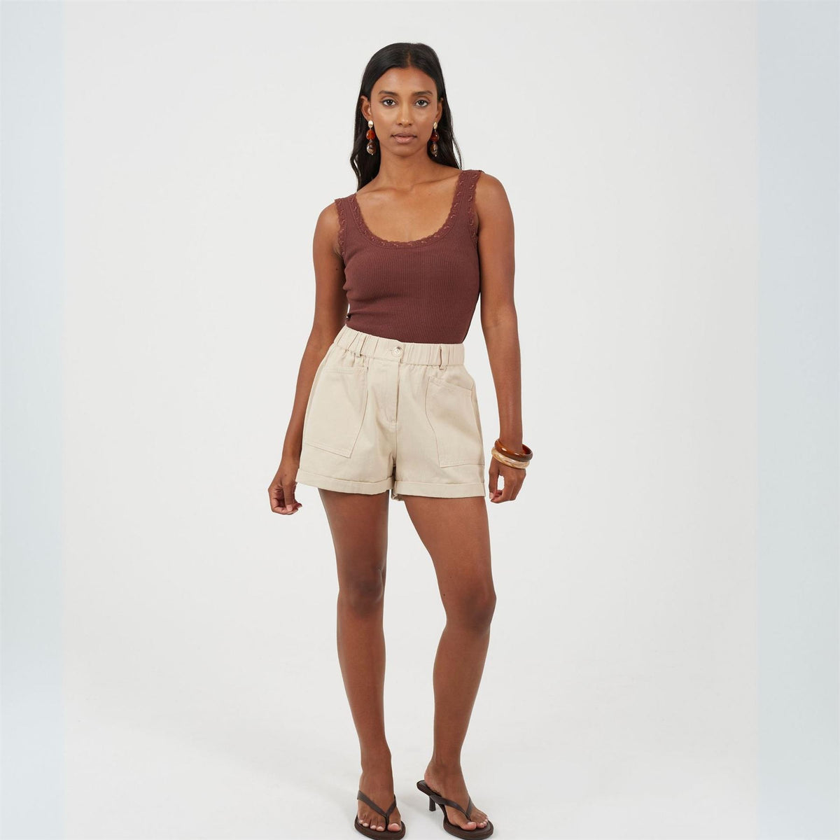 Brave Soul Ladies Vest Bodysuit With Lace Trim