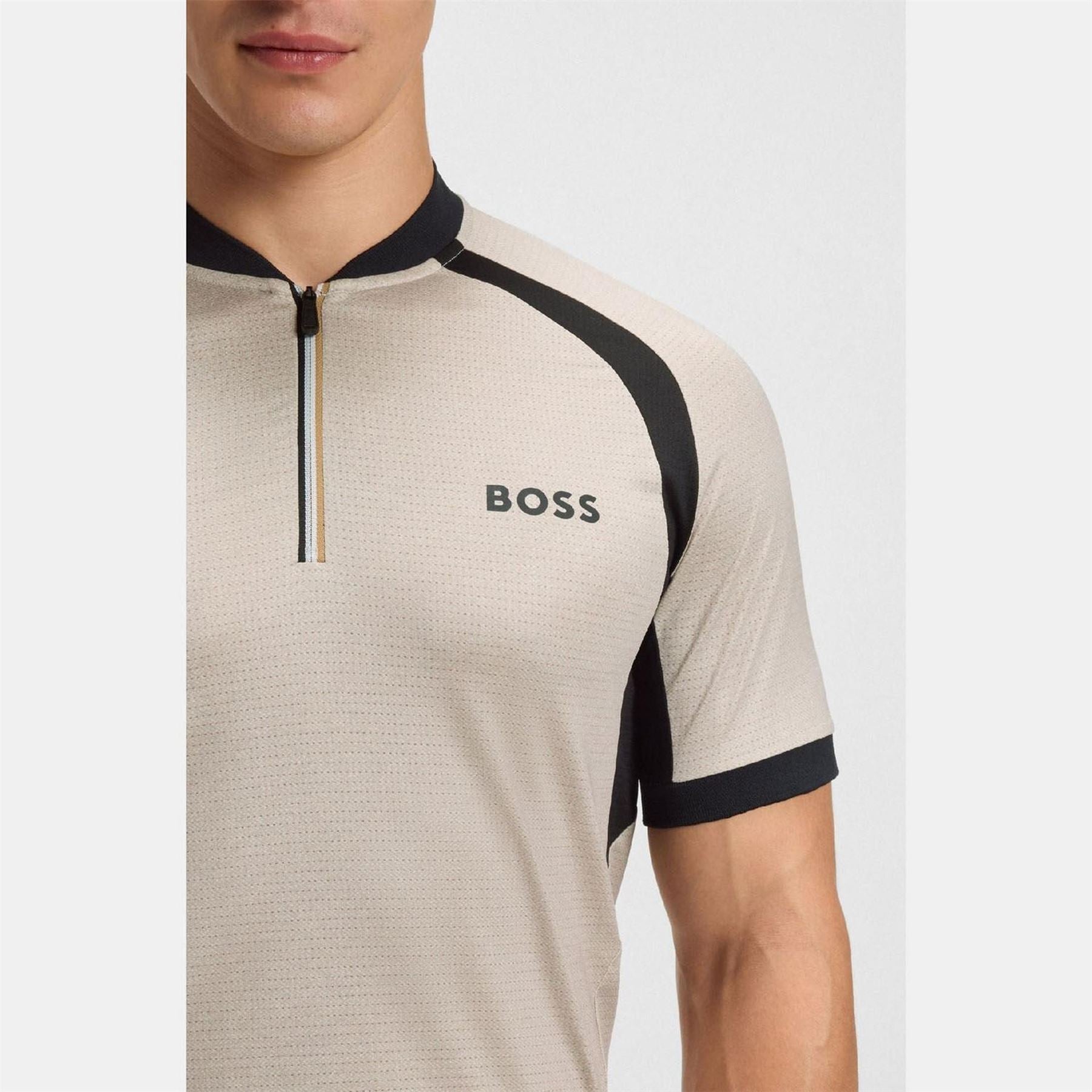 Boss Matchball Zip Neck Mesh Polo Shirt