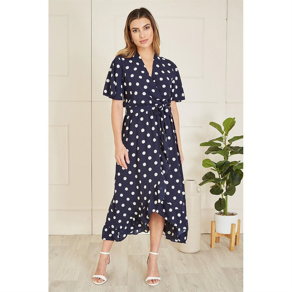 Mela London Spot Print Wrap Midi Dress