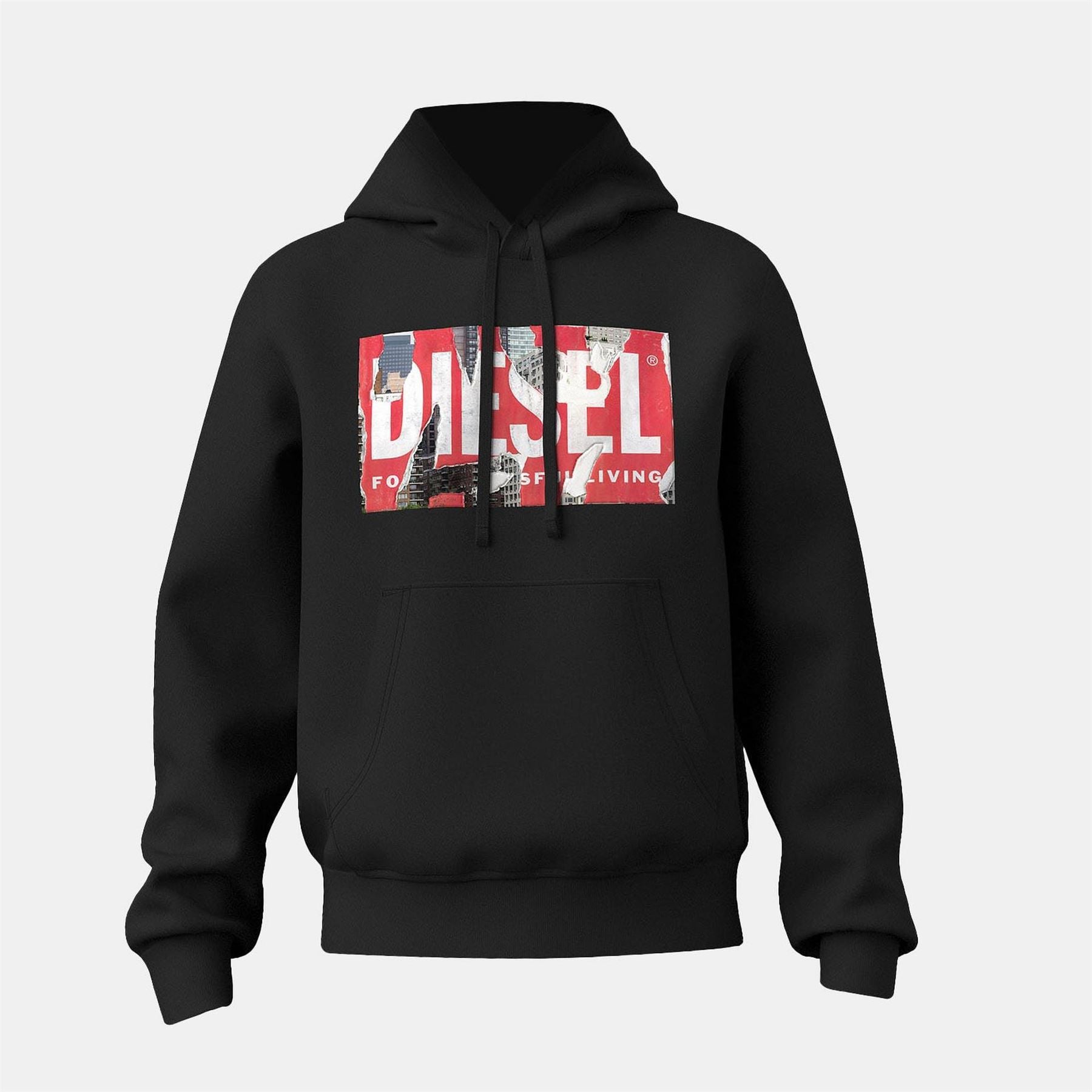 Diesel Hooded Neck Long Sleeve Box Print Sweatshirt