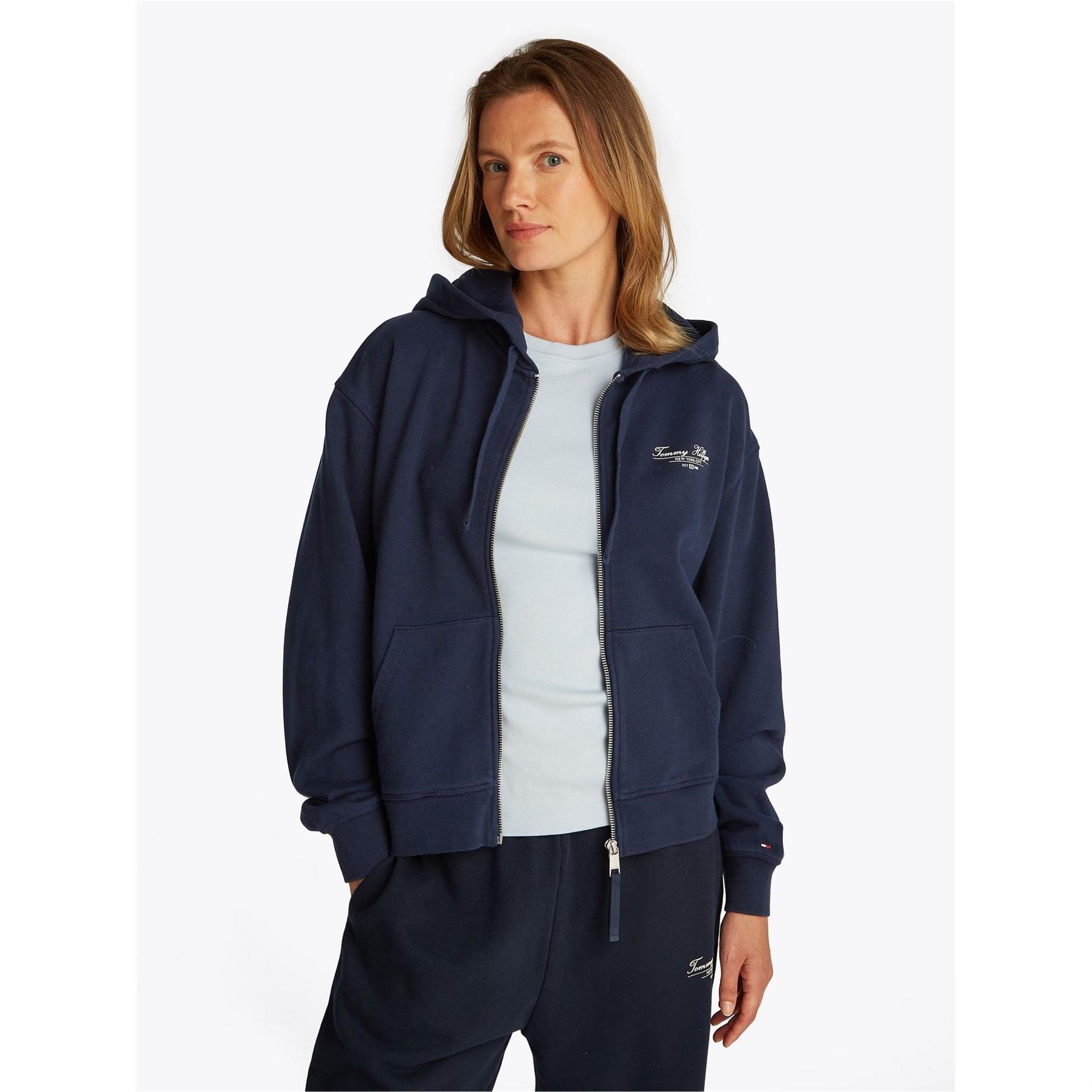 Tommy Hilfiger Script Hooded Ribbed Cuff Sweat Jacket