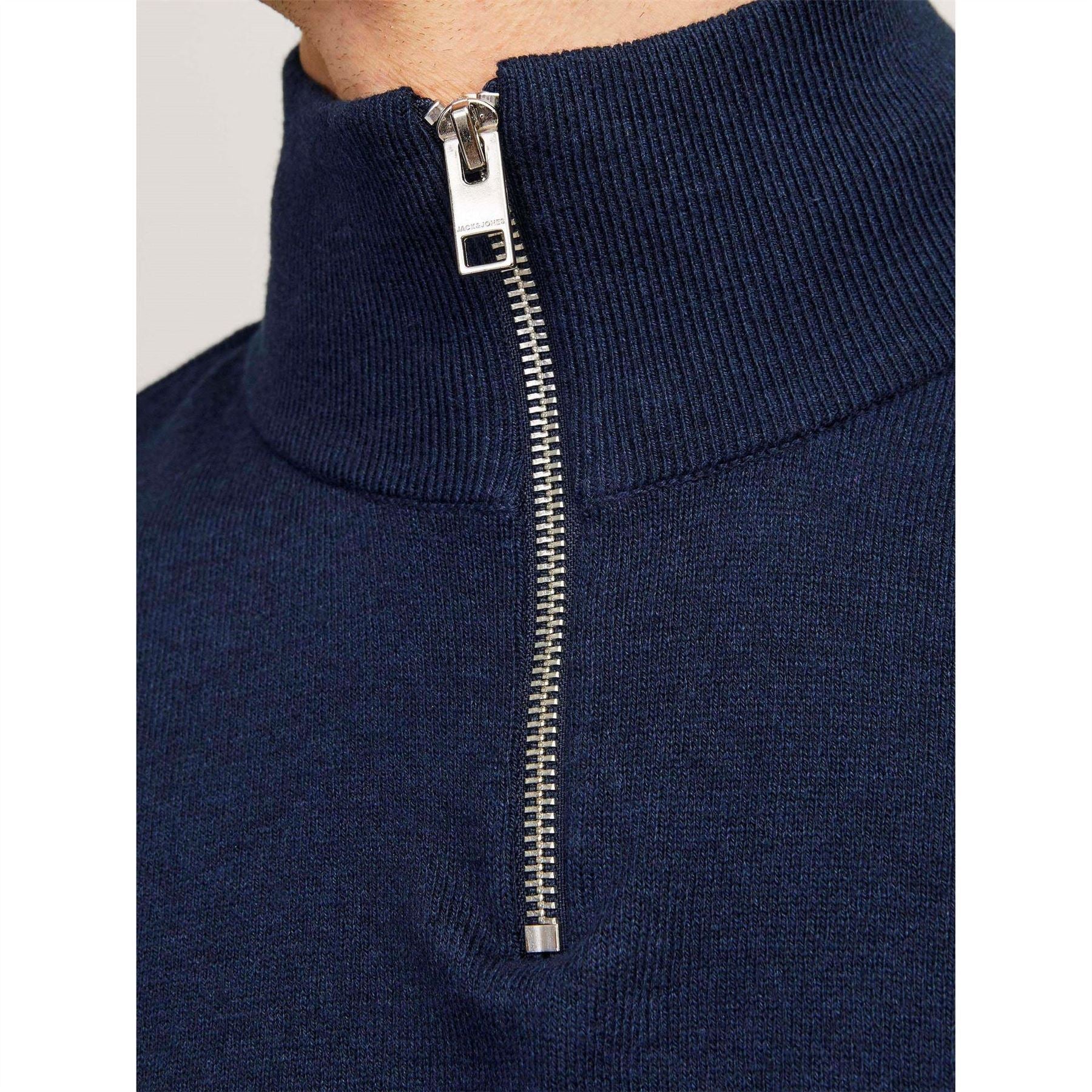 Jack and Jones Mens Emil Half Zip Knitted Top