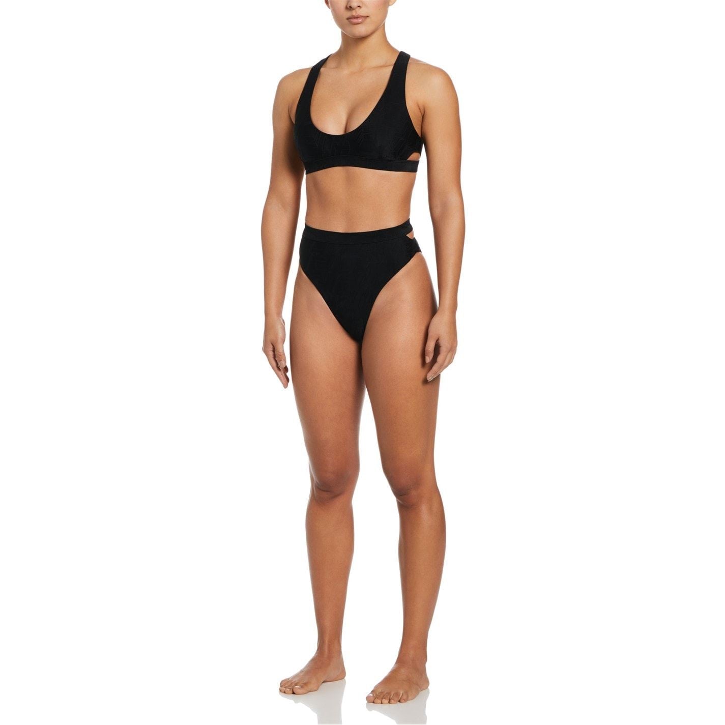 Nike Cut-Out Textured High Waist Bikini Bottom