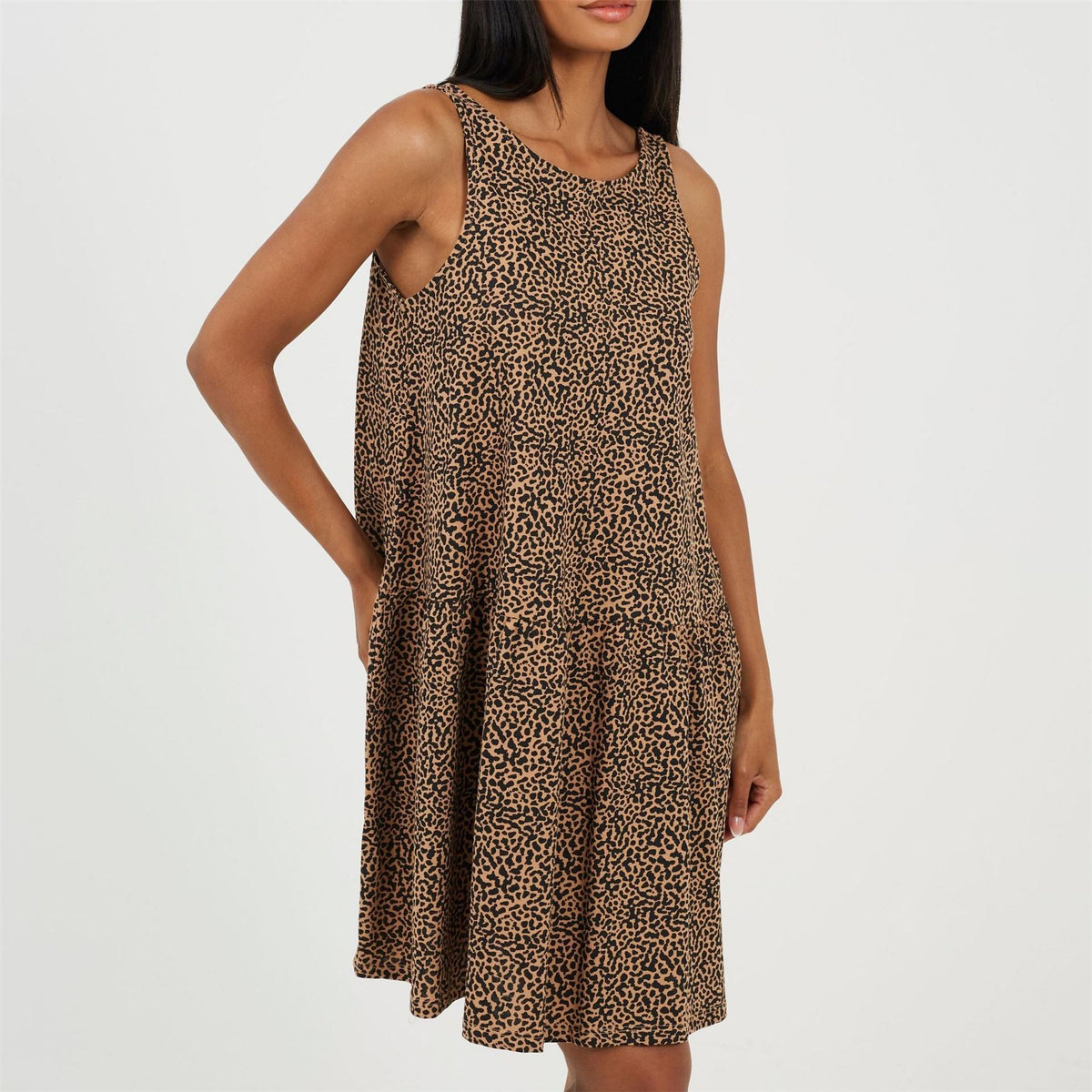 Brave Soul V-Neck Sleeveless Mini Tiered Dress