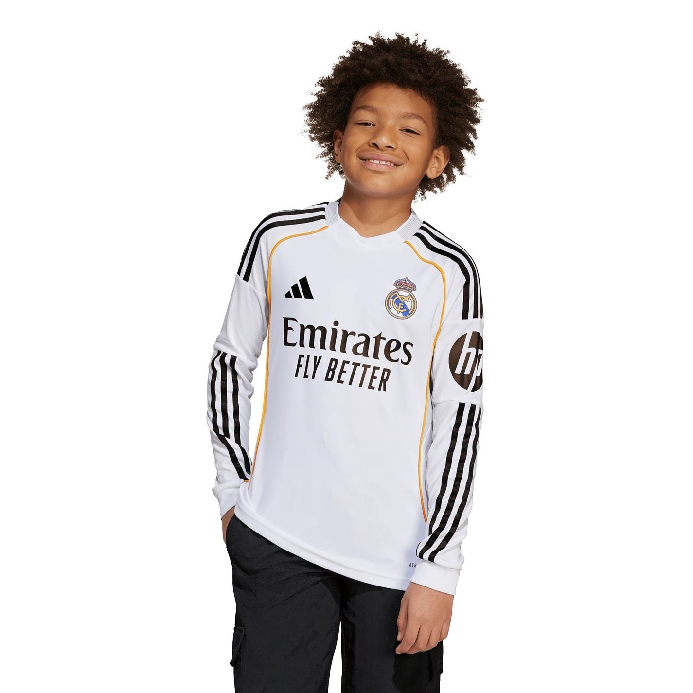 adidas Real Madrid Home Long Sleeve Shirt 2025 2026 Juniors