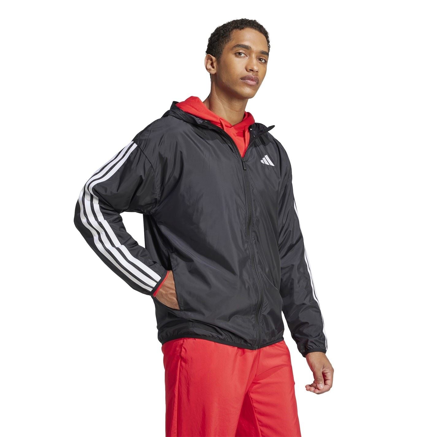 adidas Mens Essentials 3 Stripes Windbreaker
